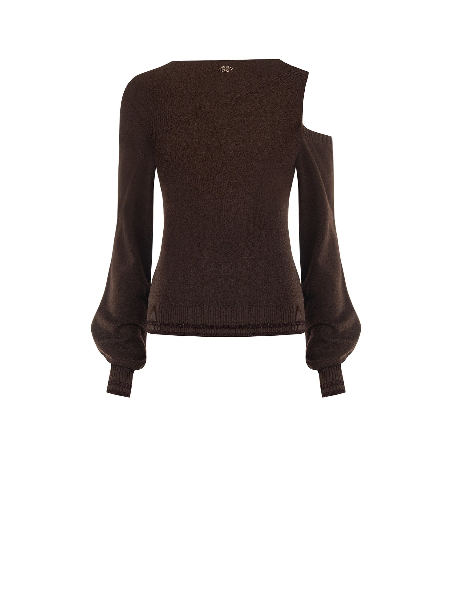 Lightweight viscose-blend jumper with an asymmetrical neckline and lurex-trimmed hems – Rinascimento