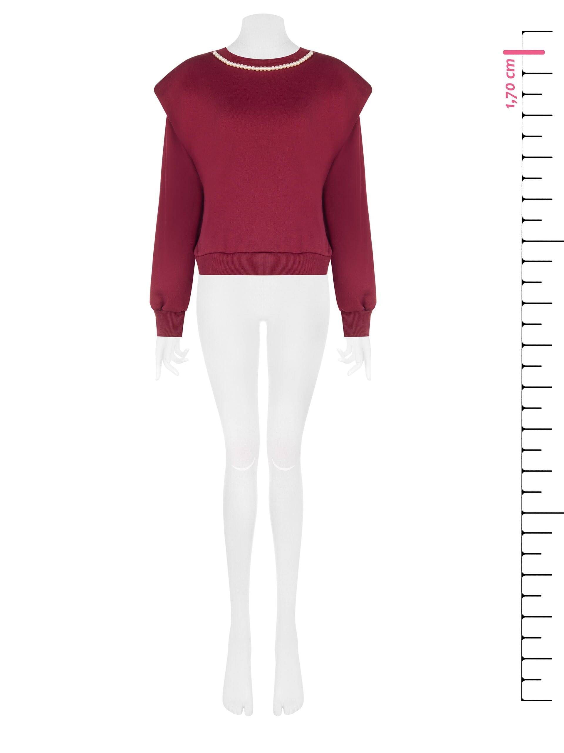 Rinascimento Oversized Cotton Sweatshirt with Removable Pearl Necklace