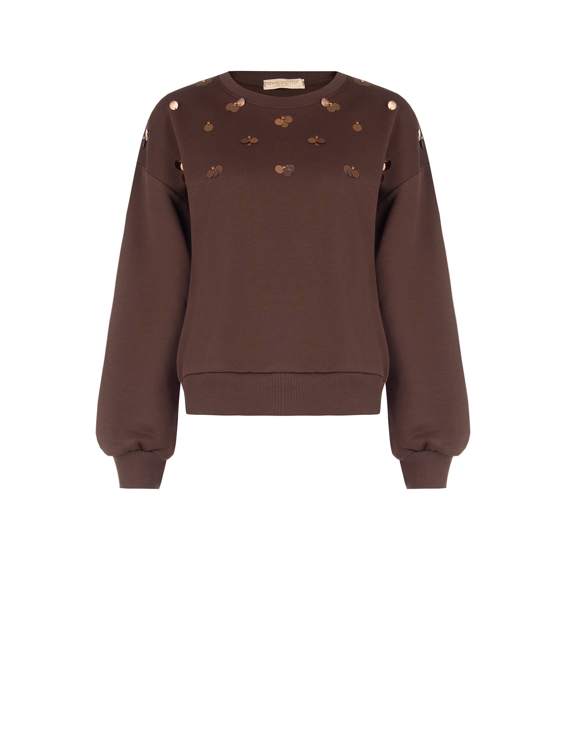 Regular-fit cotton sweatshirt with large sequin appliqué – Rinascimento