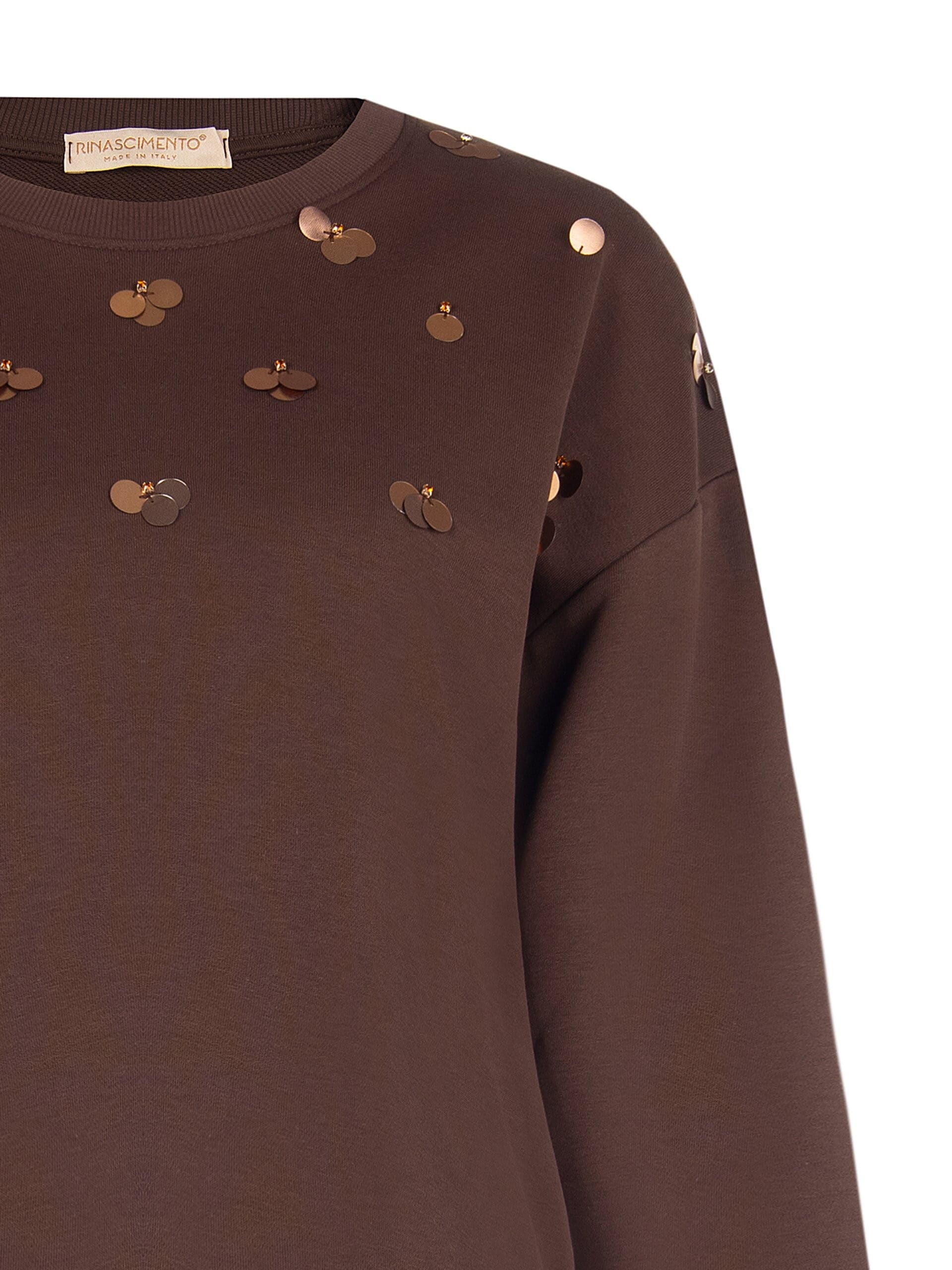 Regular-fit cotton sweatshirt with large sequin appliqué – Rinascimento
