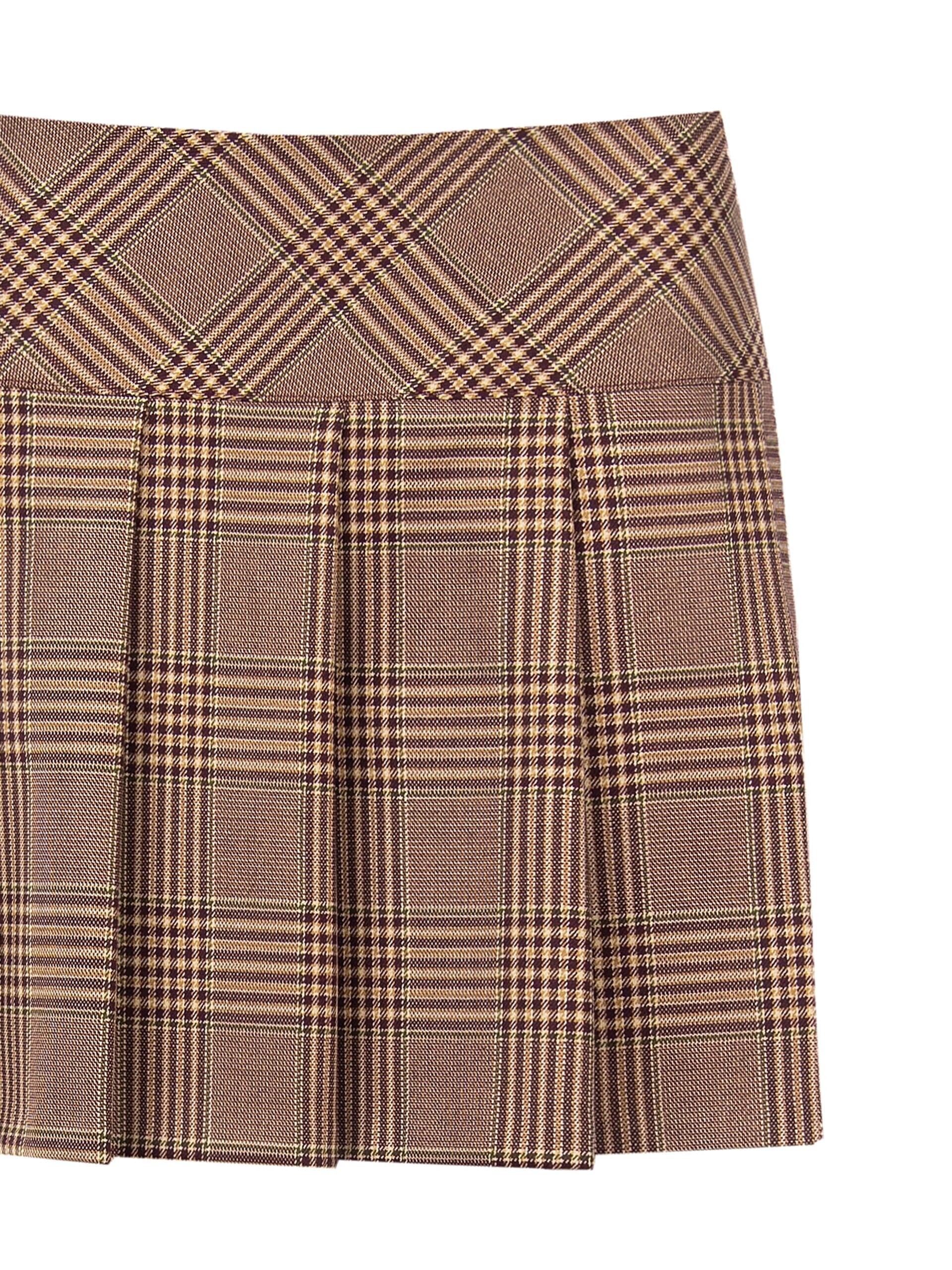 Rinascimento Polyviscose Checked Pleated Mini Skirt