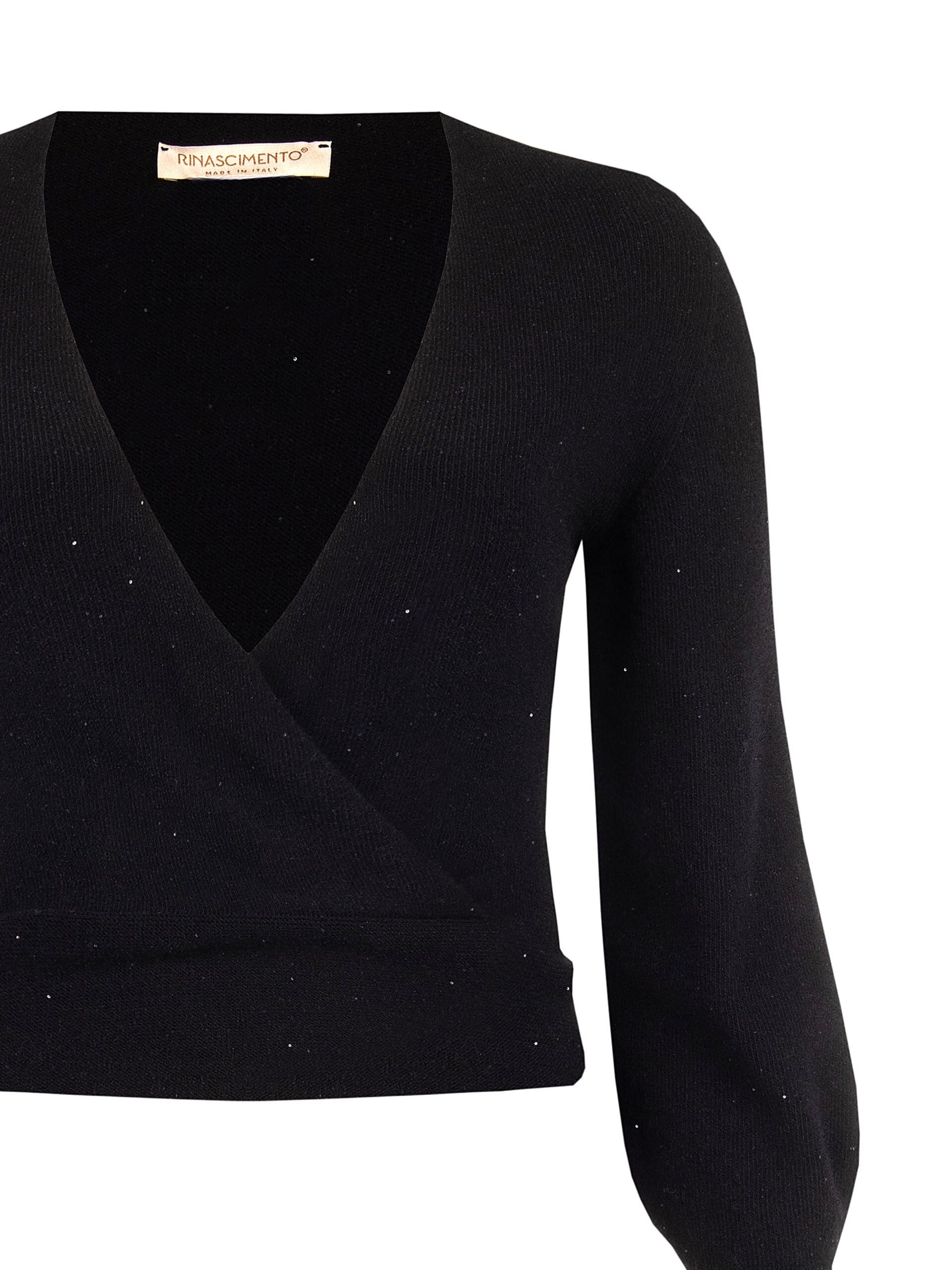 Curvy Jumper with a Crossed V-Neck and Micro Sequins – Rinascimento Curvy