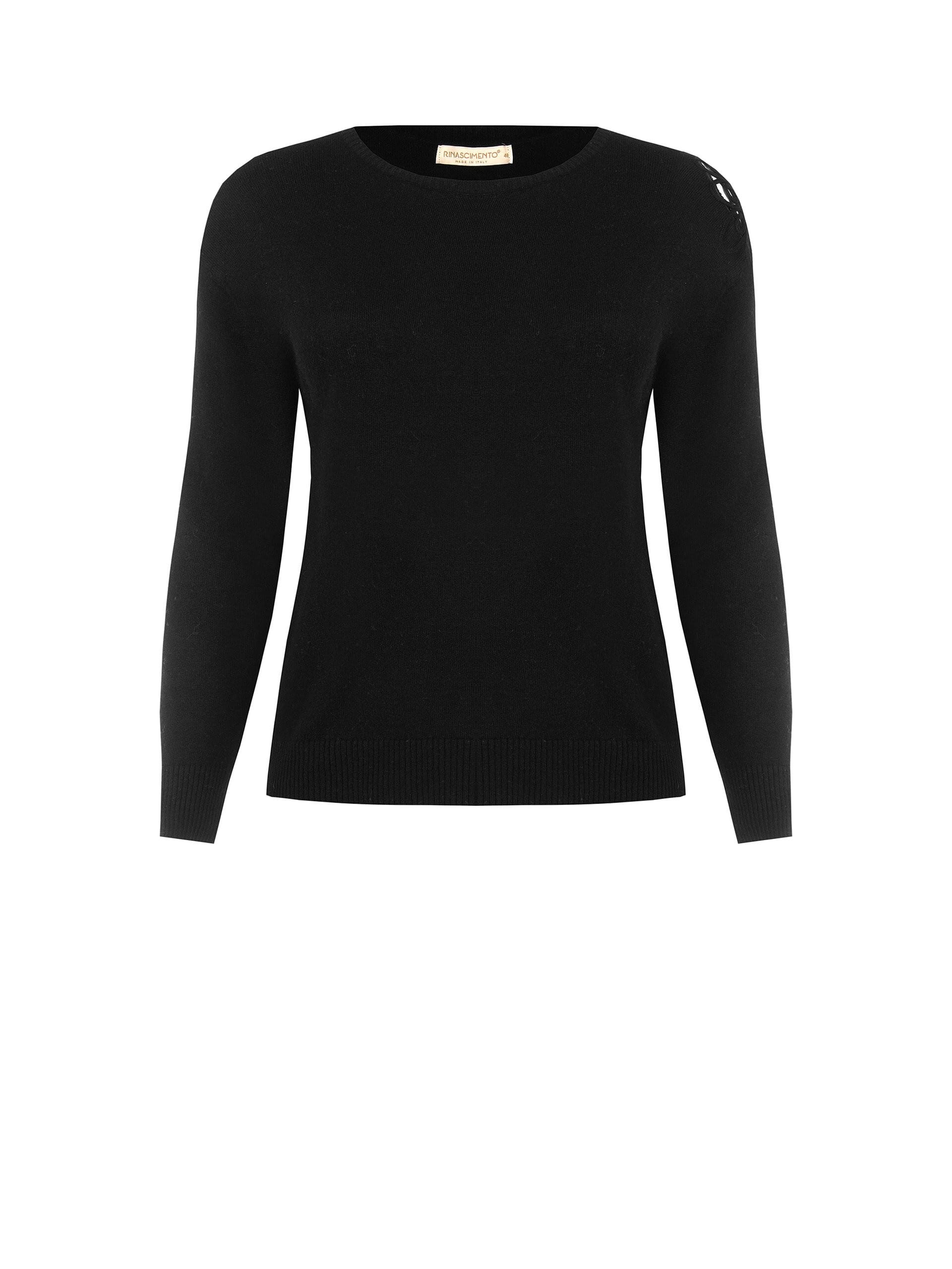 Curvy Fitted Jumper With Crochet Detail on the Shoulder – Rinascimento Curvy
