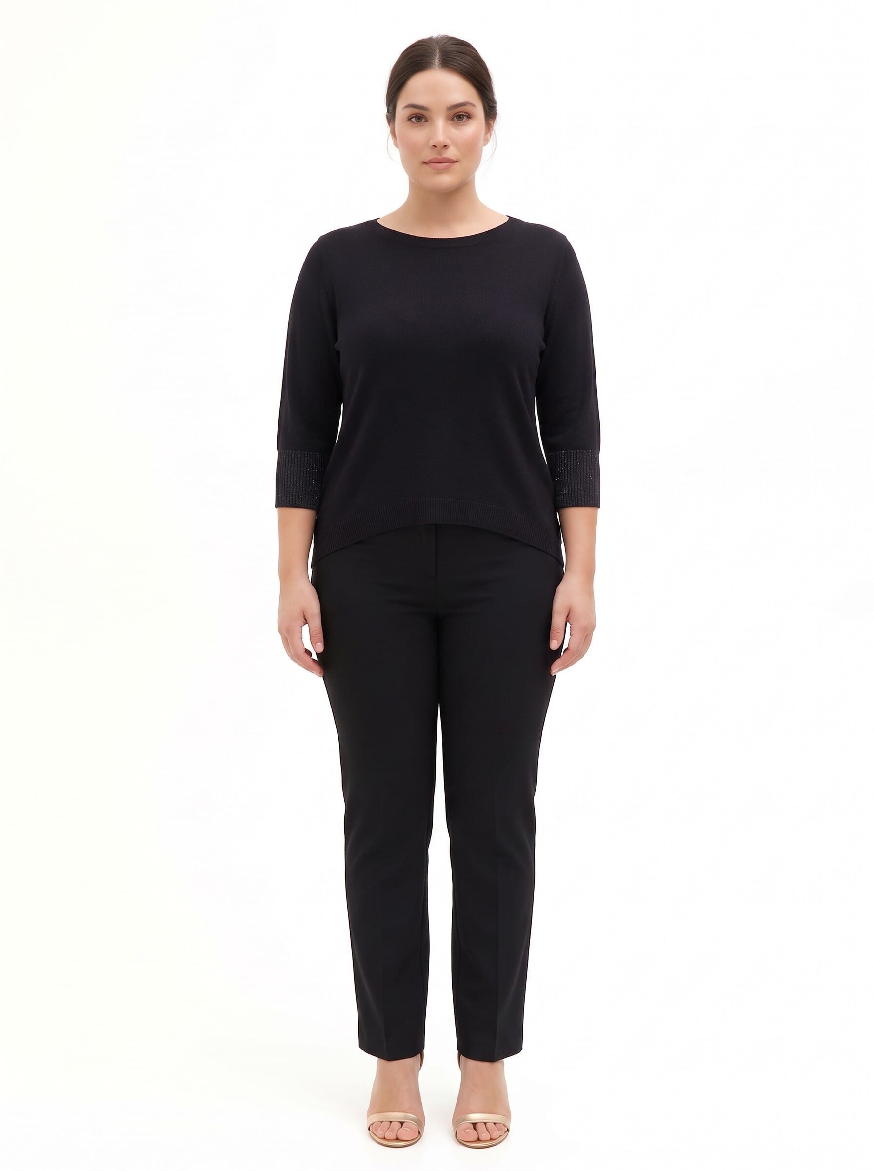 Curvy Fitted Jumper with Lurex on the Cuffs – Rinascimento Curvy
