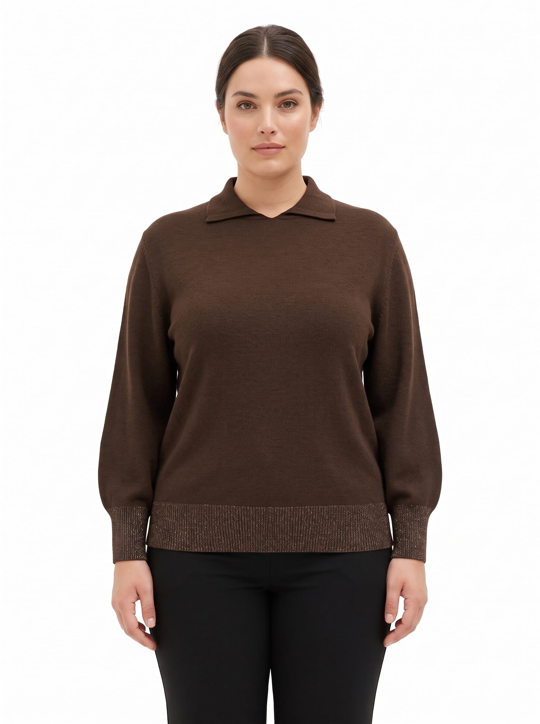 Curvy Polo-Style Jumper with Balloon Sleeves by Rinascimento Curvy