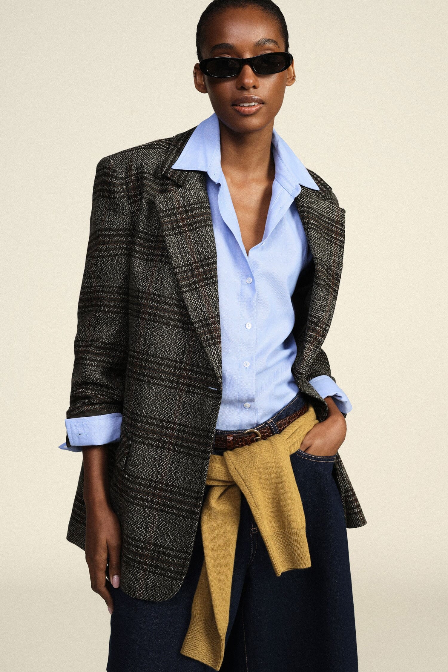 Blazer A Quadri Con Frange Decorative Dixie