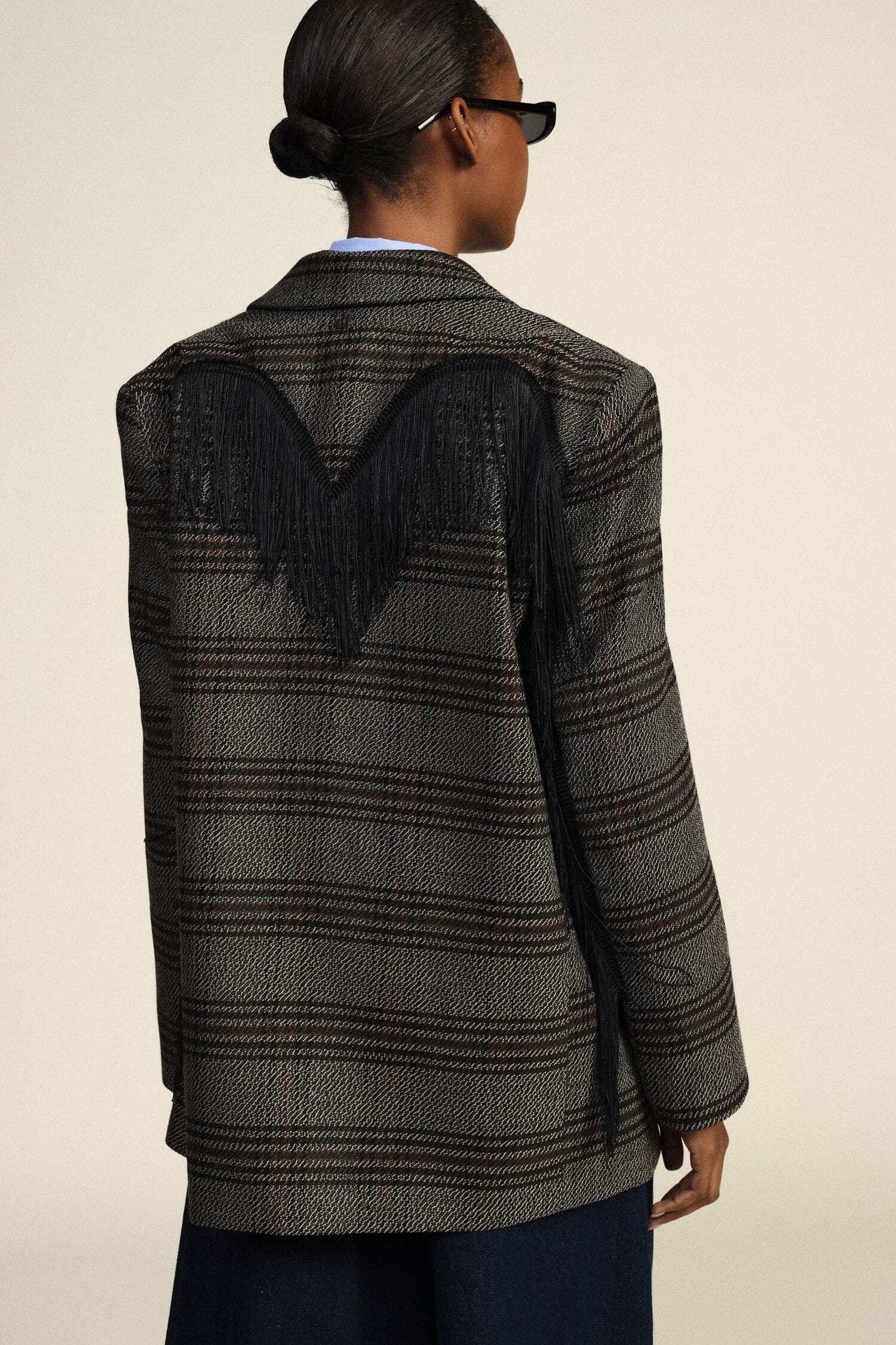 Blazer A Quadri Con Frange Decorative Dixie