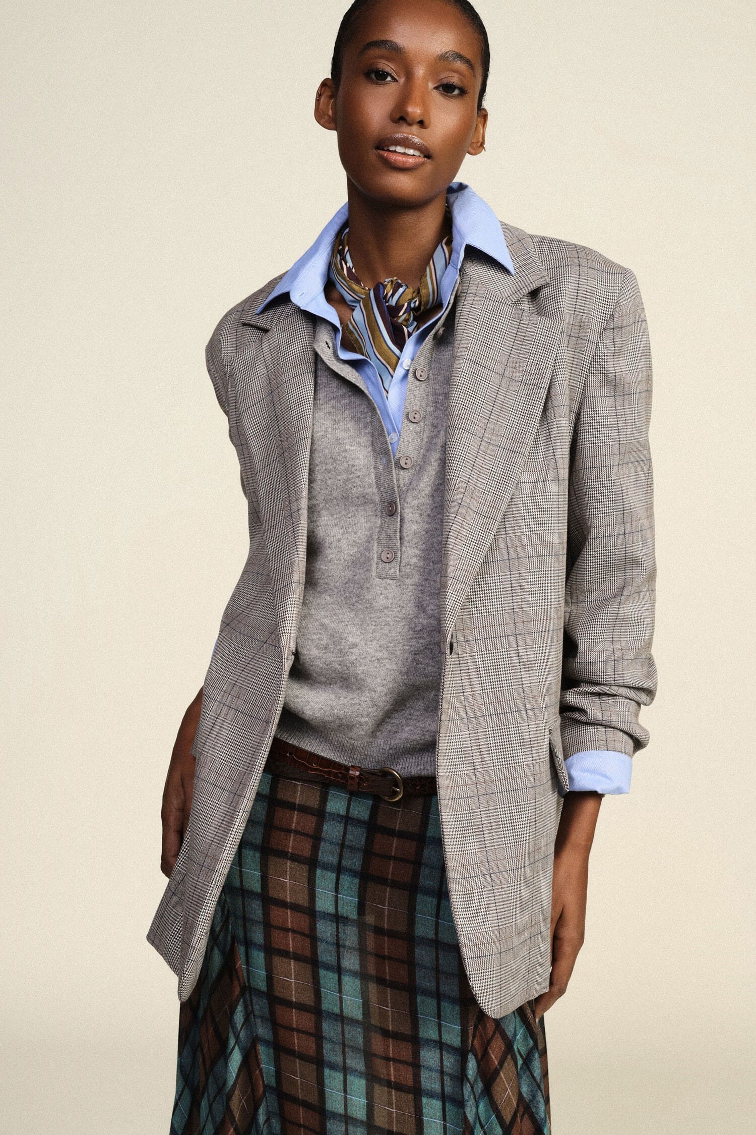 Blazer à carreaux avec franges décoratives dans le dos Dixie