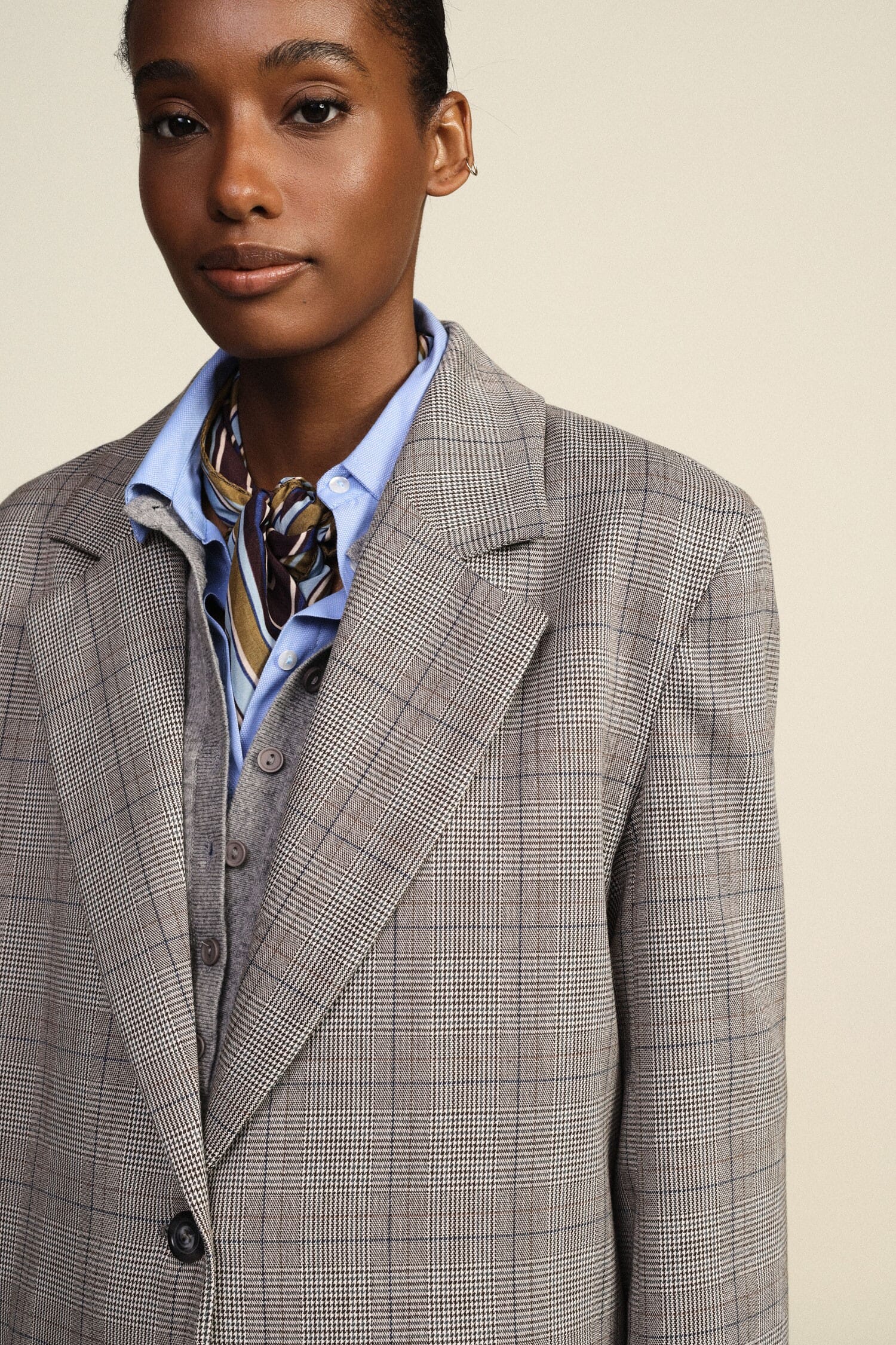 Blazer à carreaux avec franges décoratives dans le dos Dixie