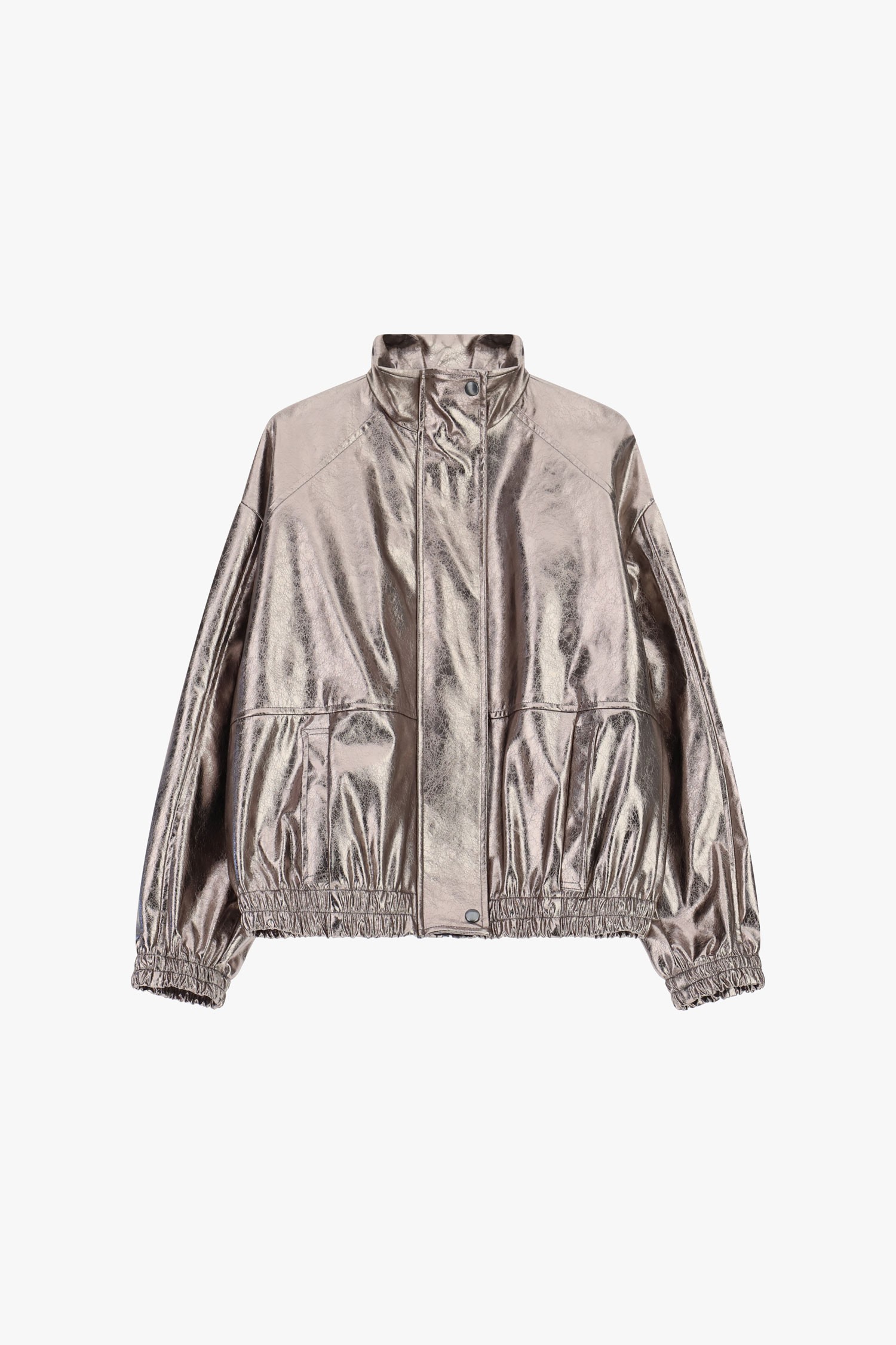 Dixie Bomber Jacket with Metallic Finish and Elasticated Hem