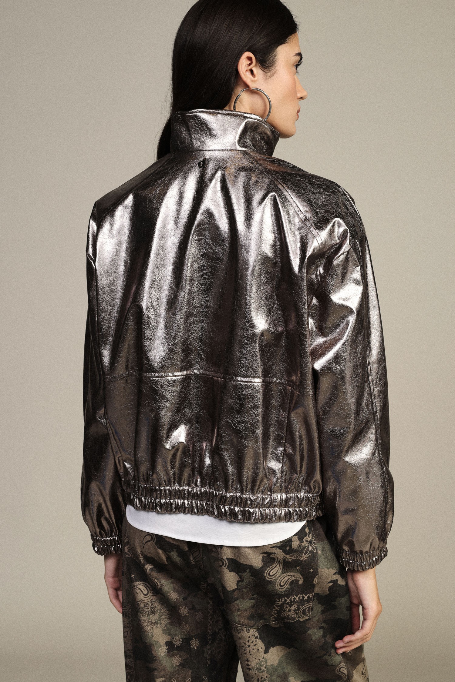 Dixie Bomber Jacket with Metallic Finish and Elasticated Hem