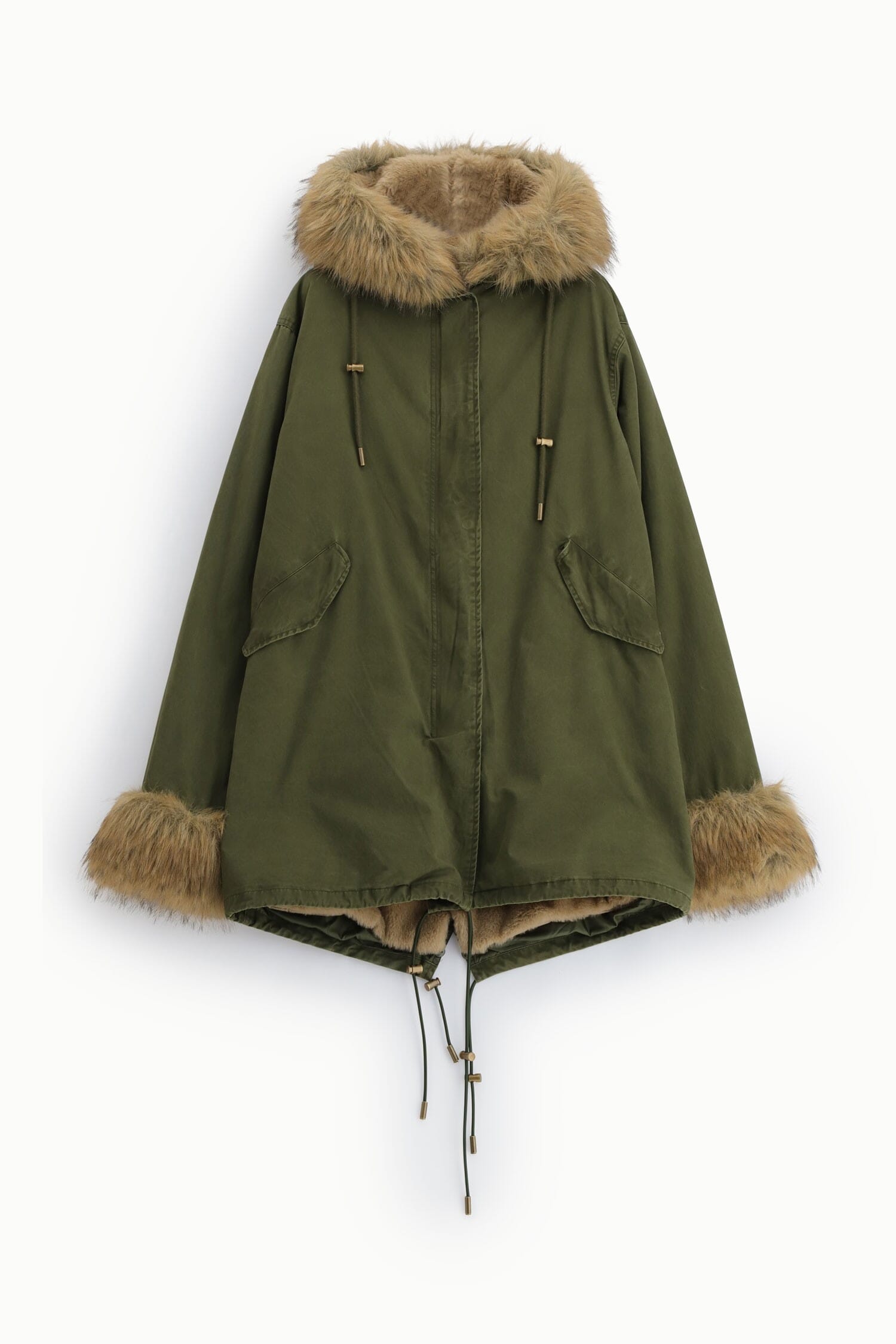 Parka à capuche et bordures en fausse fourrure Please