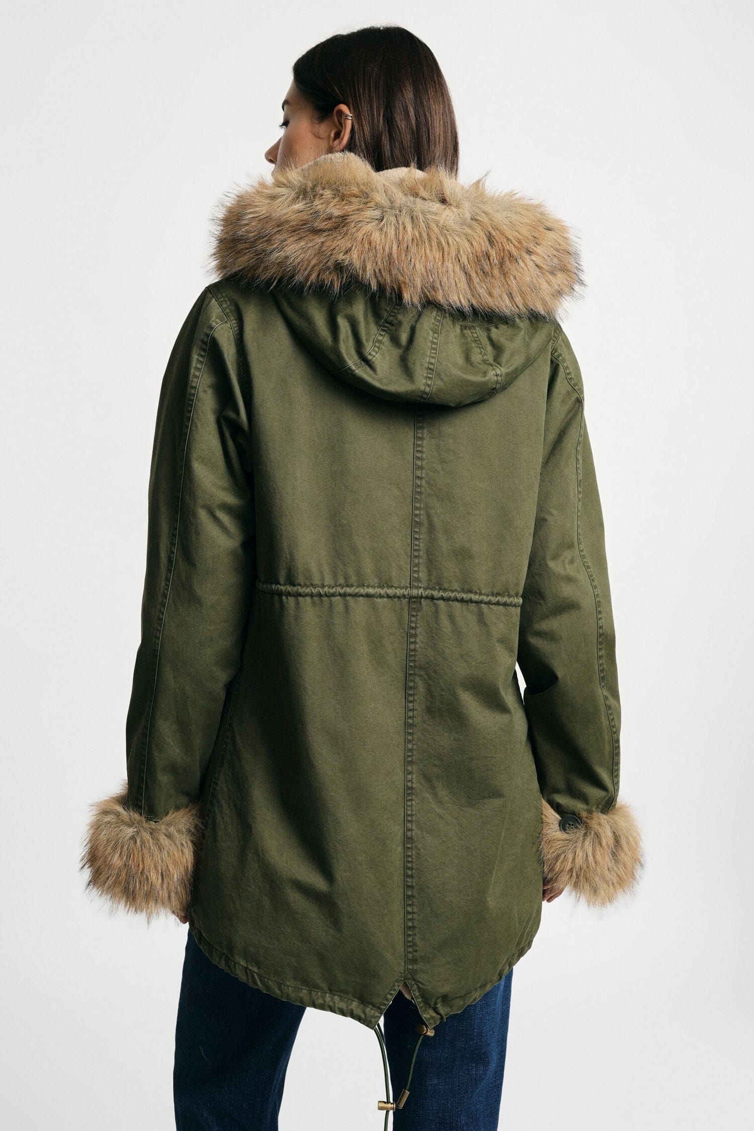 Parka à capuche et bordures en fausse fourrure Please
