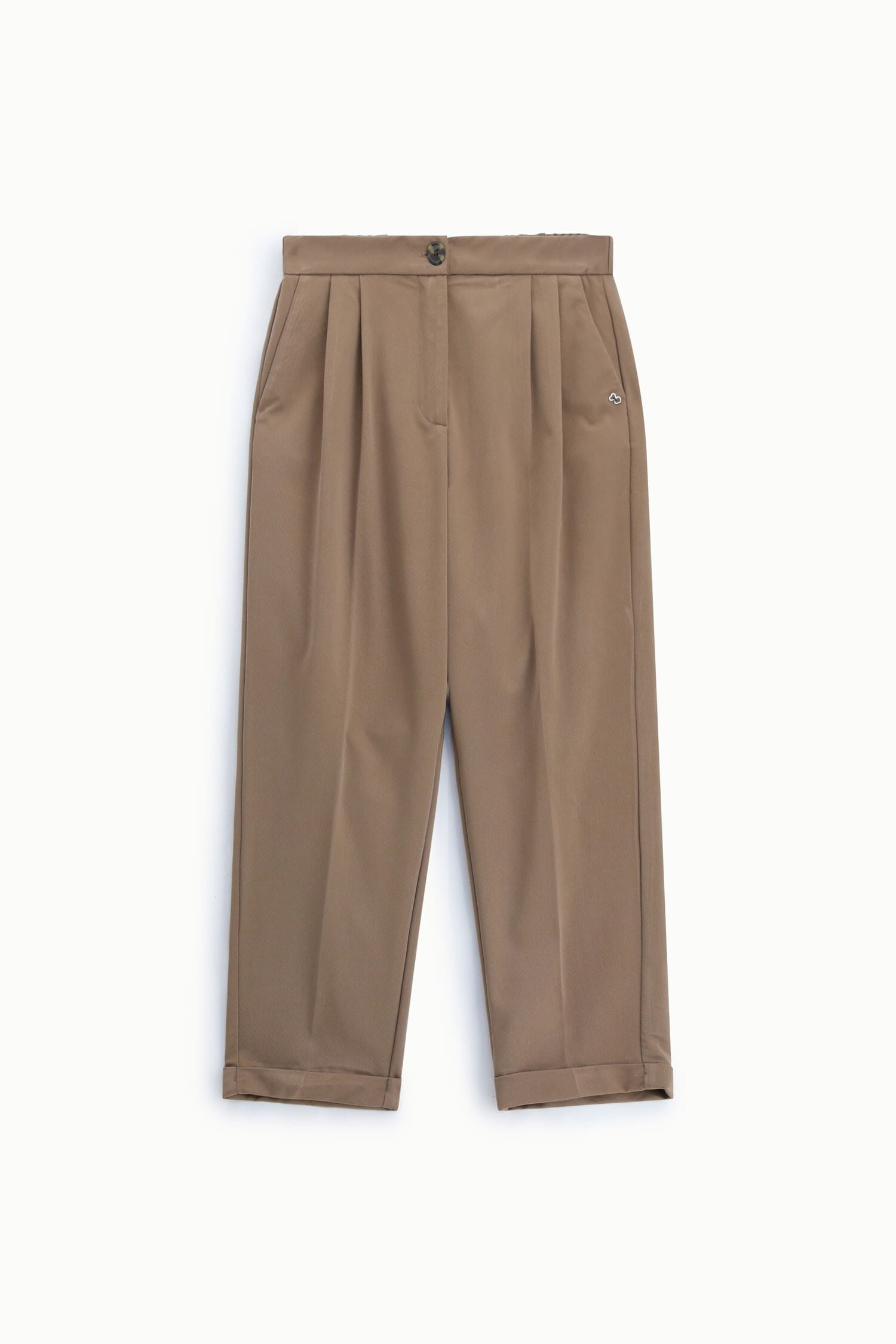 Pantalon à pinces, taille haute et revers, Please