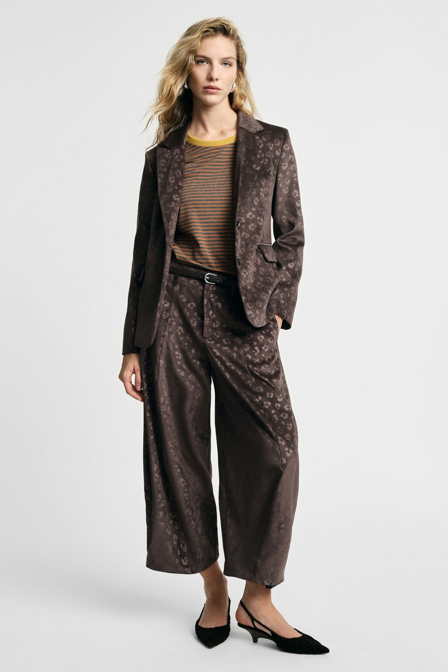 Pantalon Palazzo en jacquard à taille haute Please