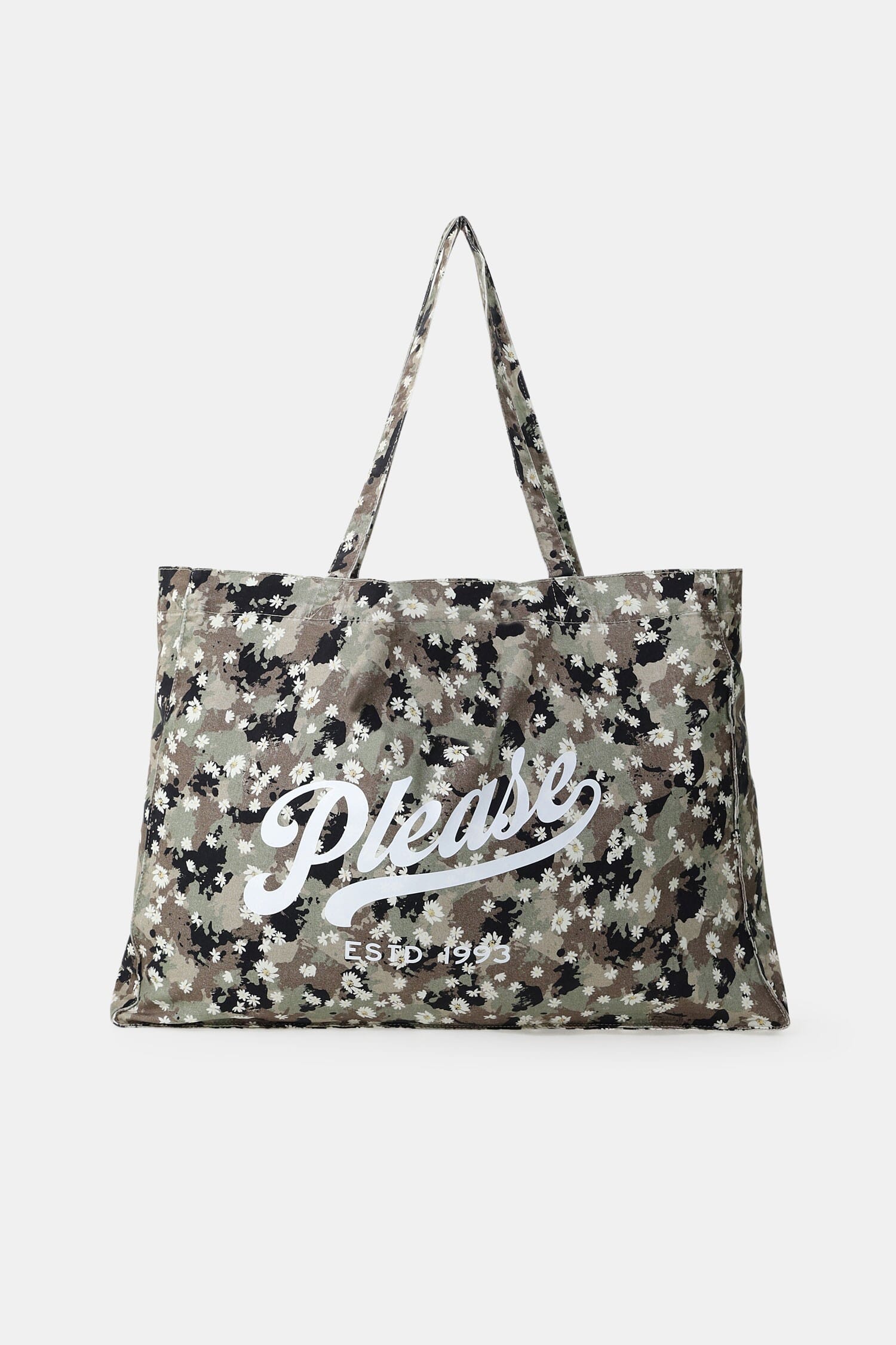 Camouflage-Patterned Shopper Bag With Floral Print – Please