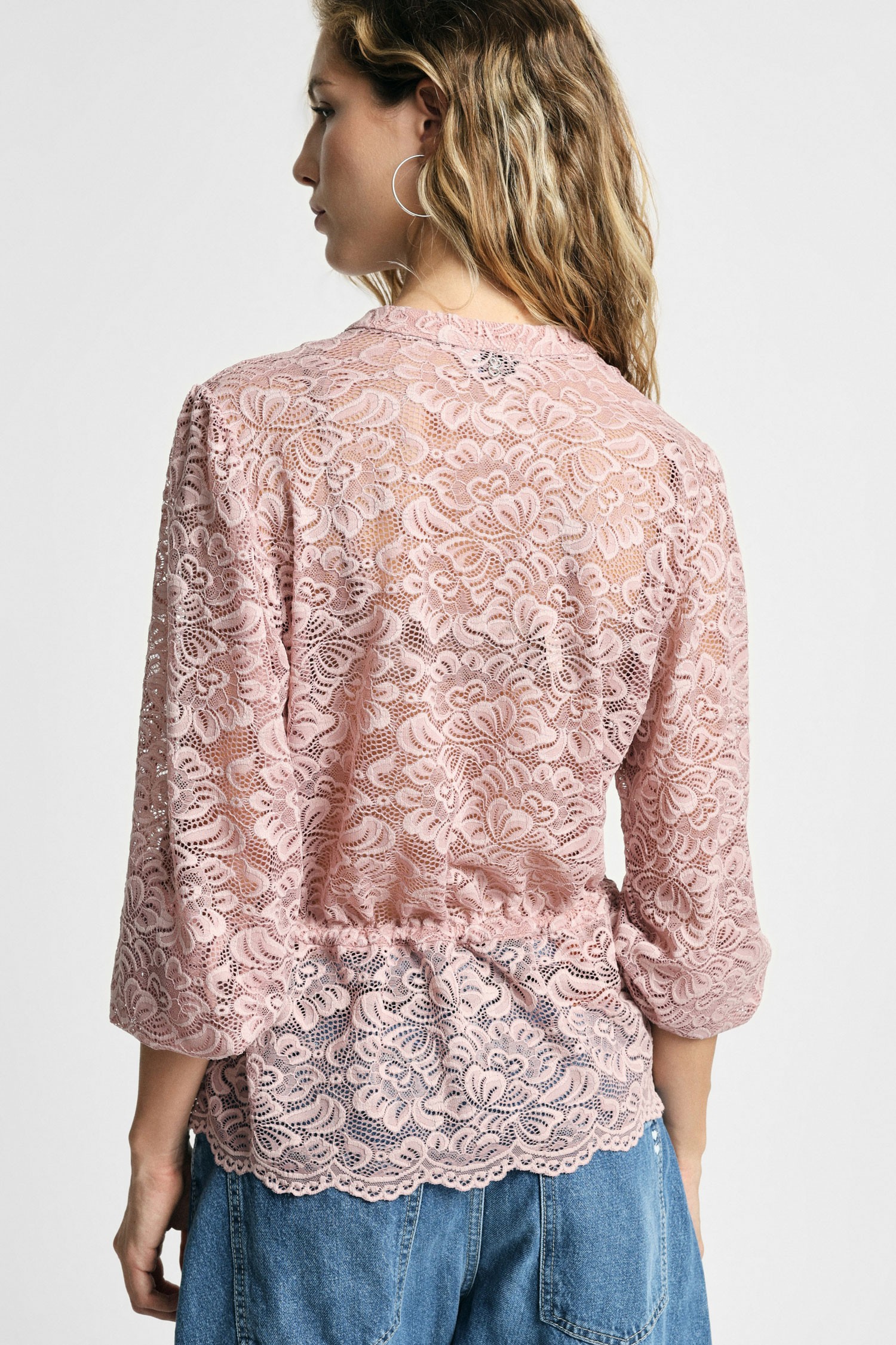 Camicia In Pizzo Con Coulisse E Bottoni Frontali Please