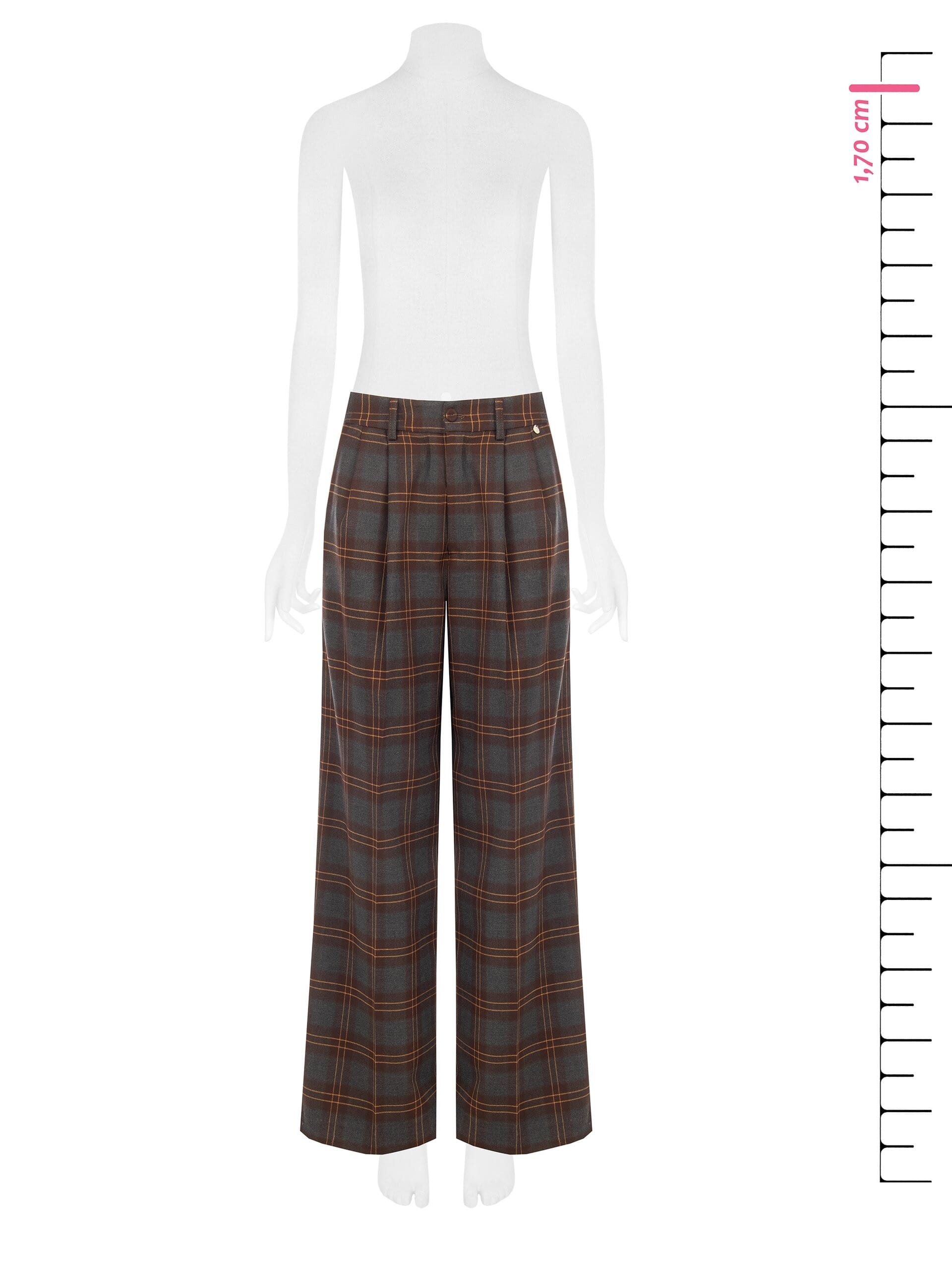 Pantaloni Palazzo Check In Misto Viscosa Con Doppia Pinces Rinascimento