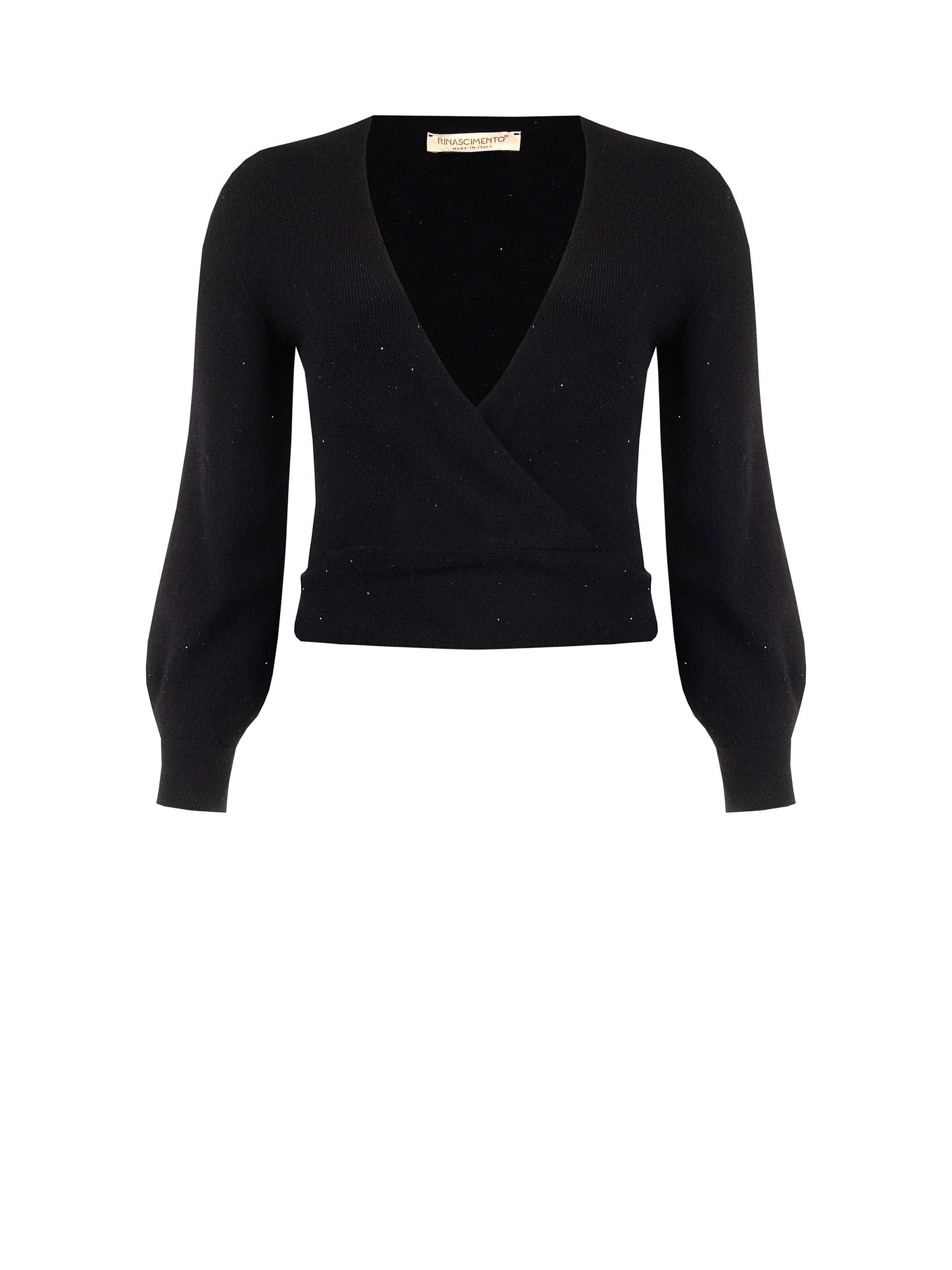 Curvy Jumper with a Crossed V-Neck and Micro Sequins – Rinascimento Curvy