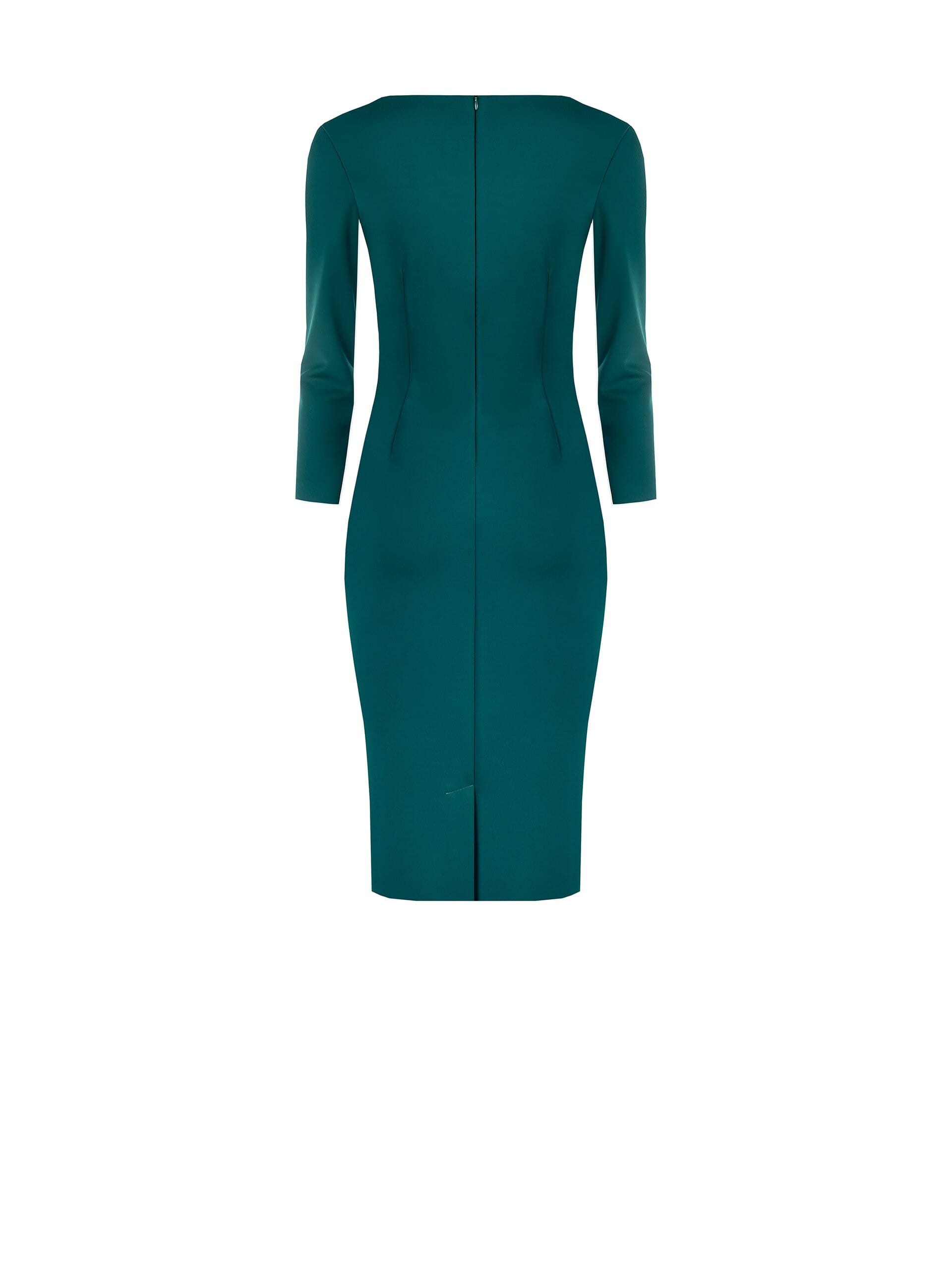 Rinascimento-Style Gathered Sheath Dress with V-Neck