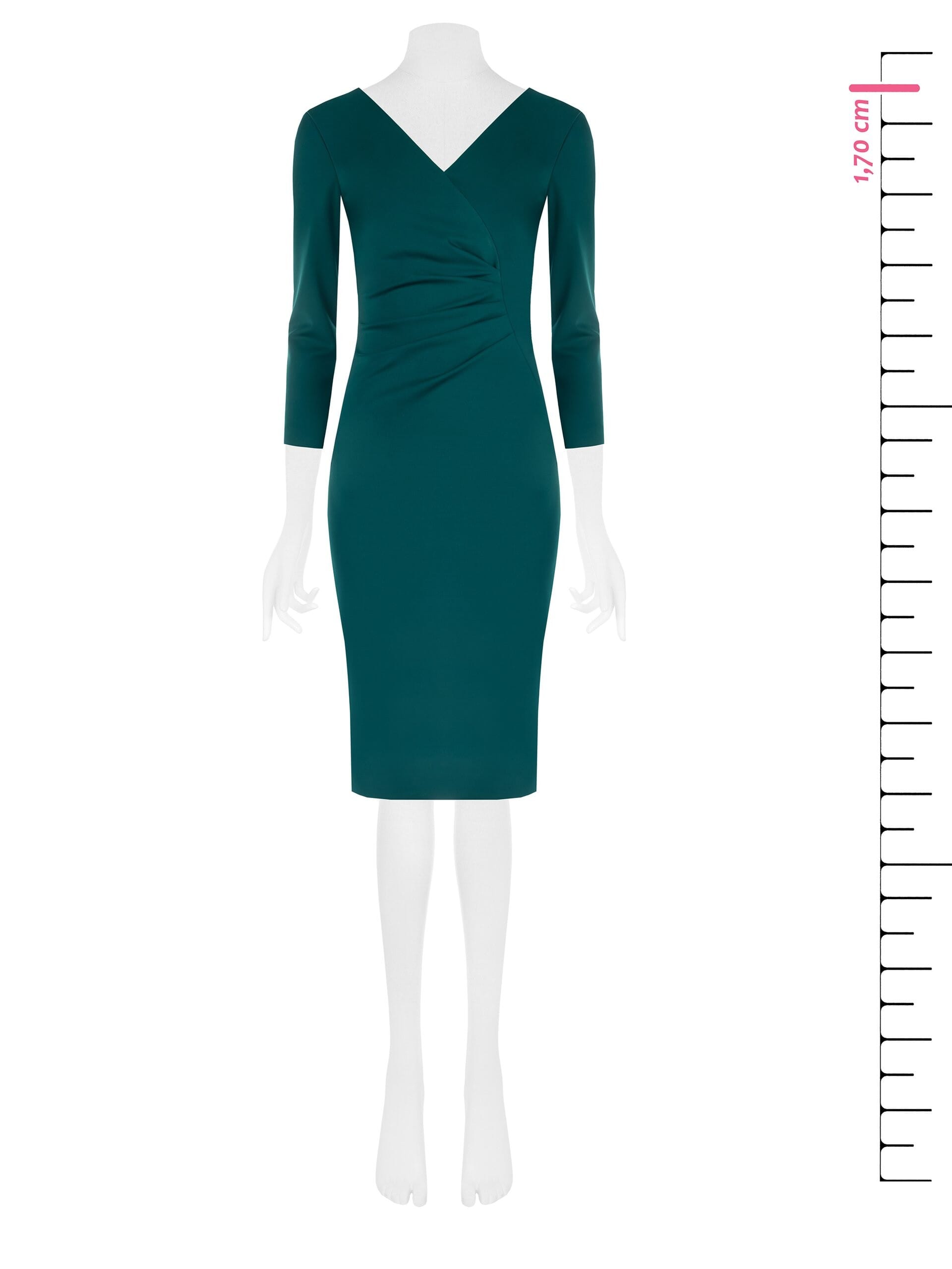 Rinascimento-Style Gathered Sheath Dress with V-Neck