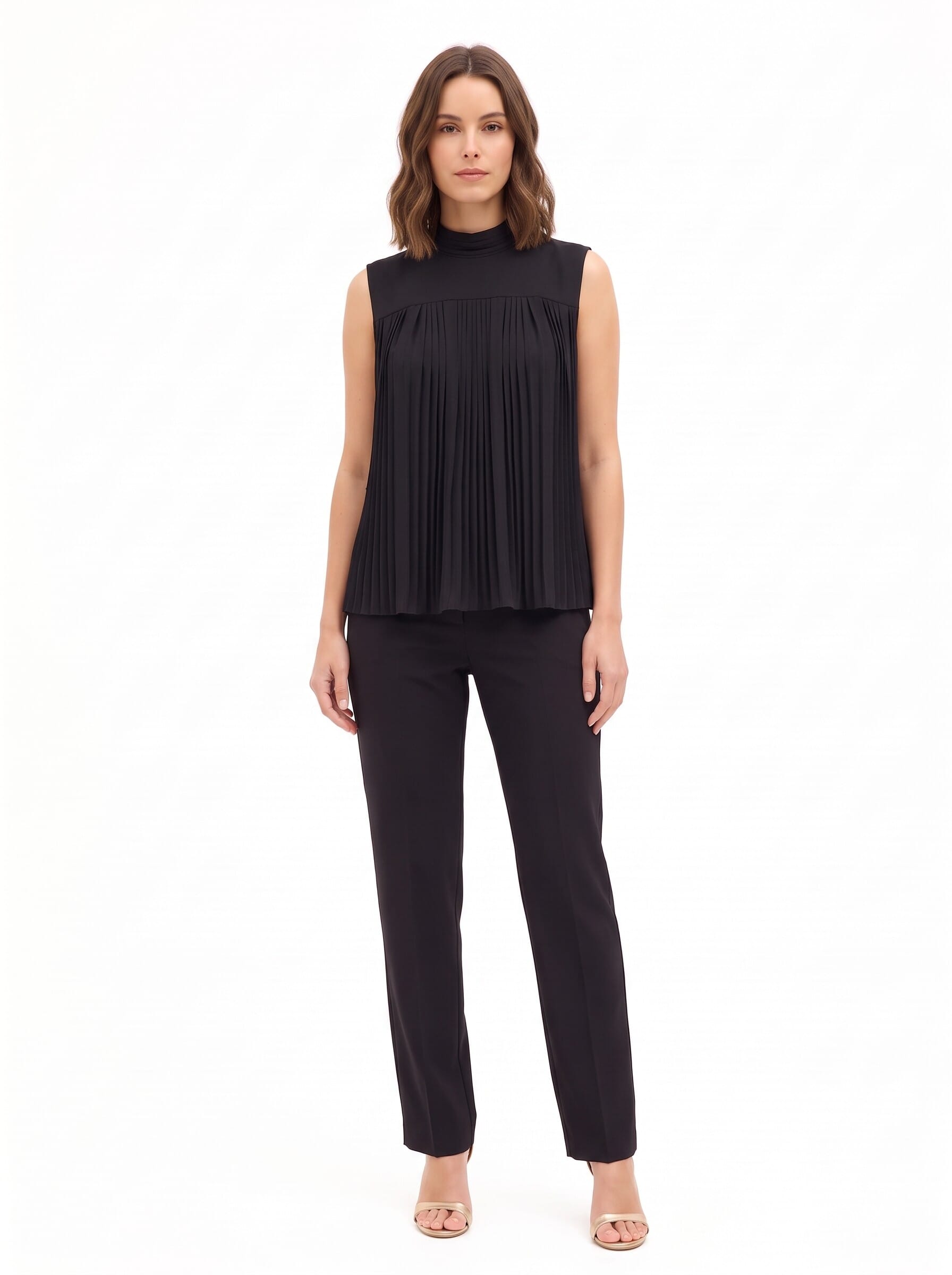 Loose-fitting top in pleated Georgette, ‘Rinascimento’ style