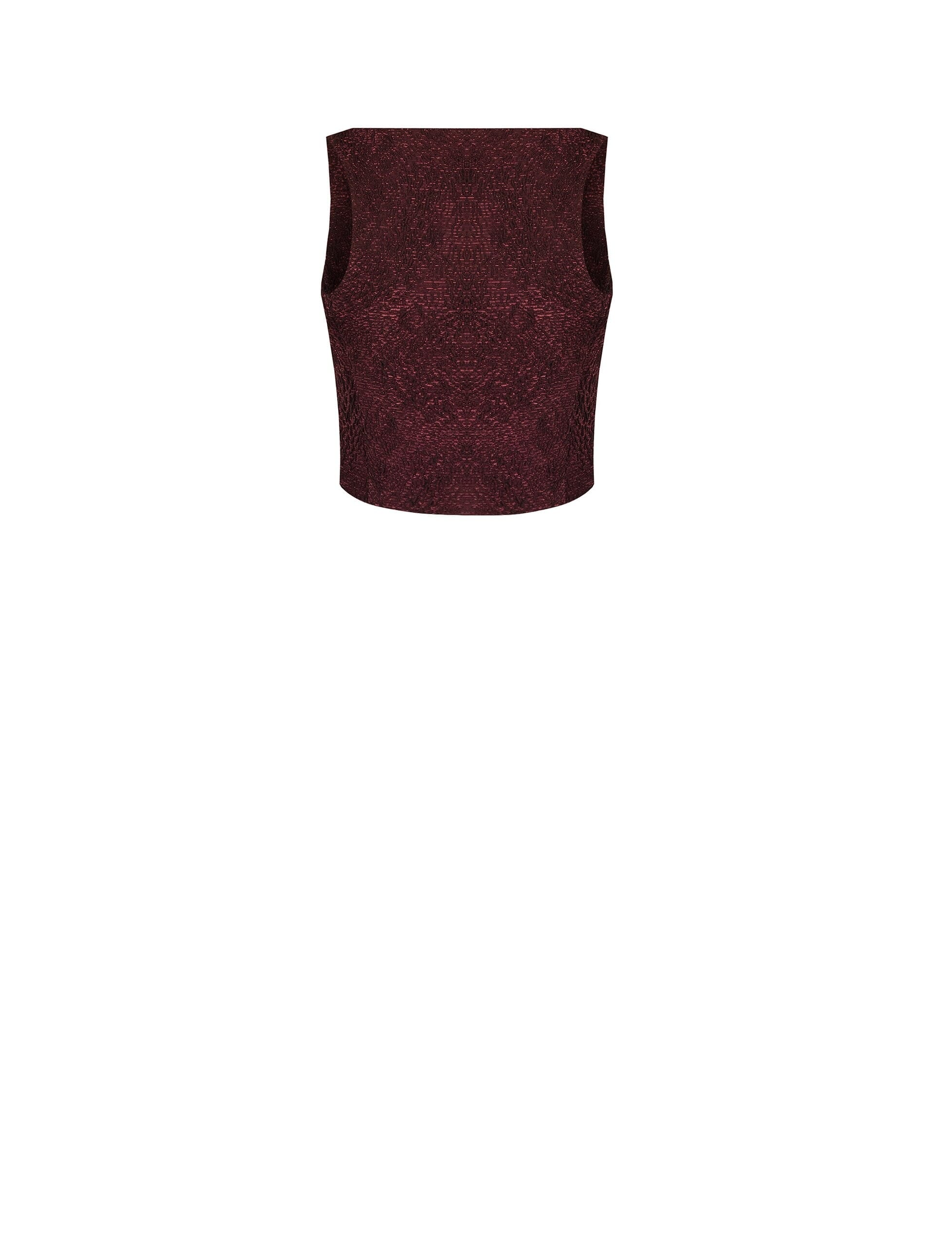 Bustier Crop Top with Lace Trim in Embossed Jacquard with Lurex – Rinascimento
