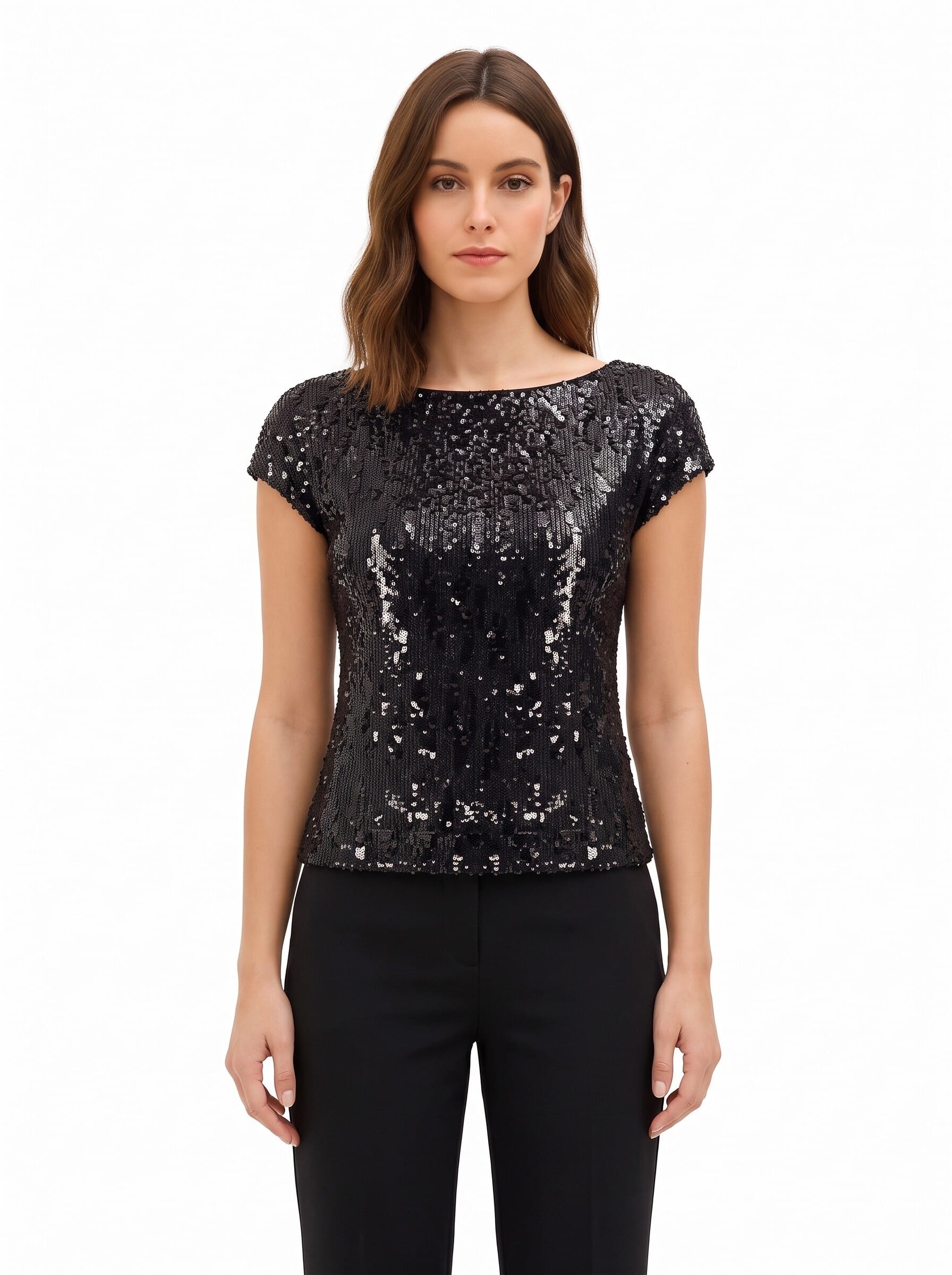 Short, Fitted Top Covered in Sequins by Rinascimento