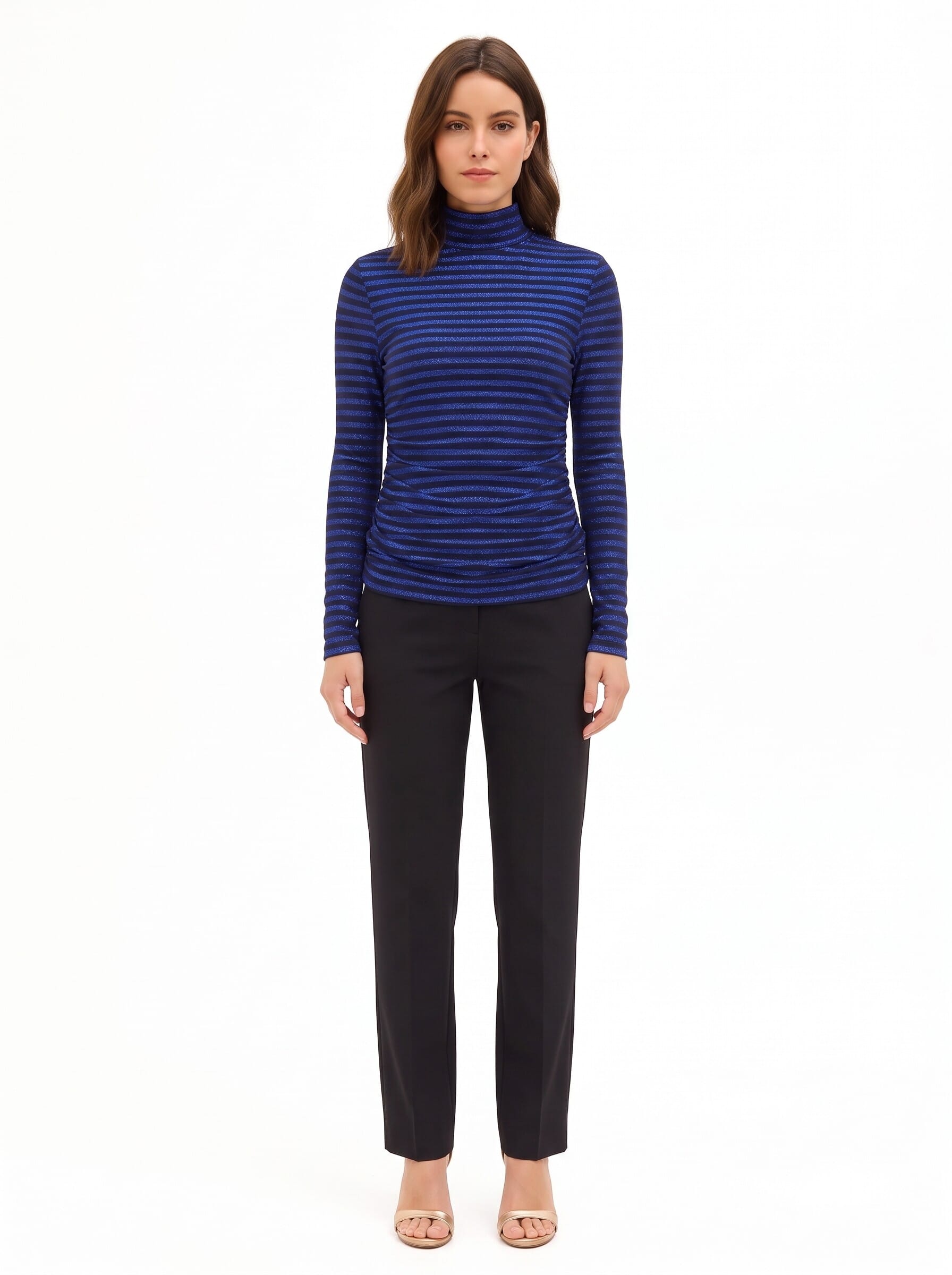 Top A Lupetto A Righe In Lurex Arricciato Sui Lati Rinascimento