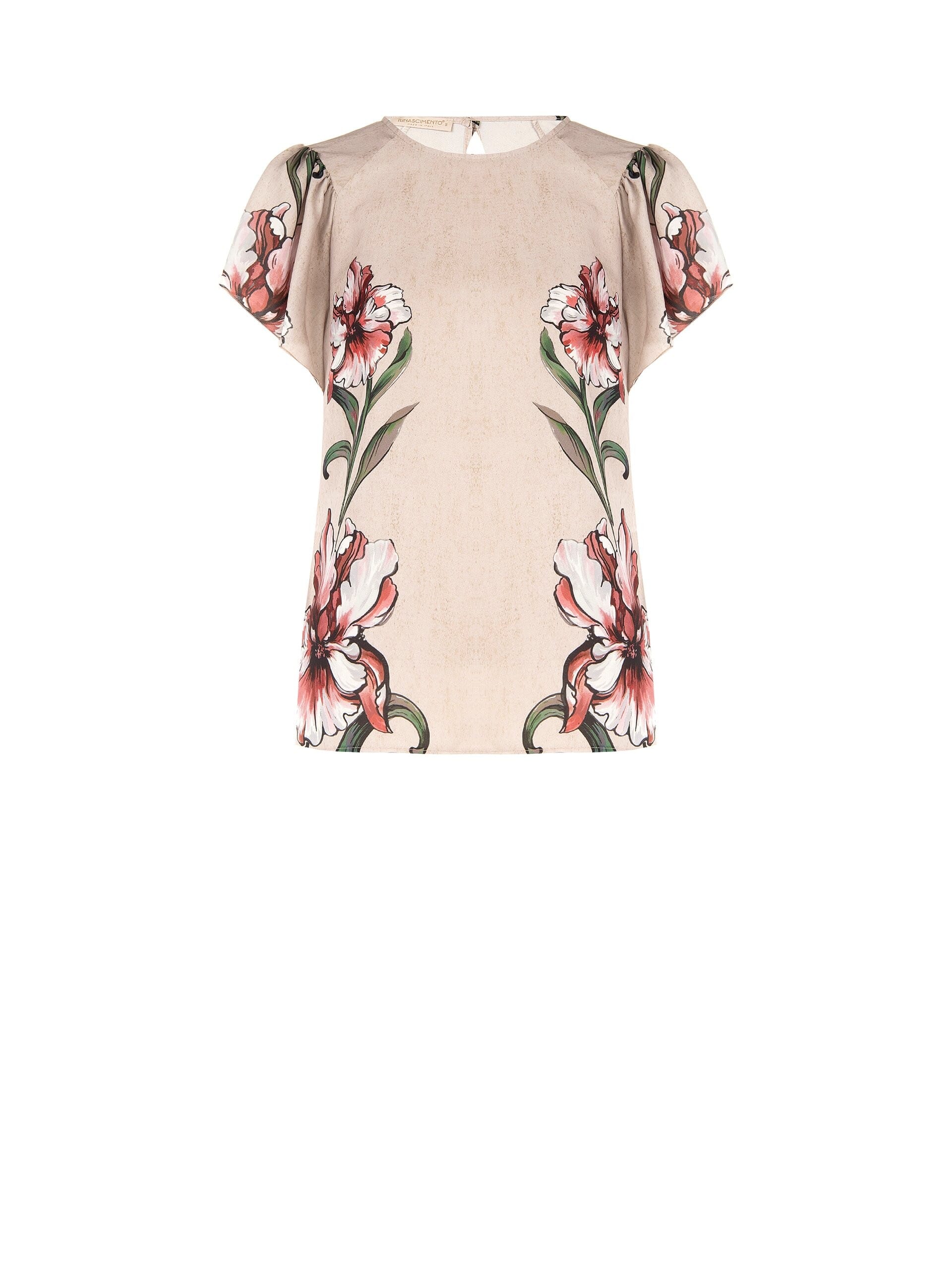 Blouse with large floral print and ruffled sleeves – Rinascimento
