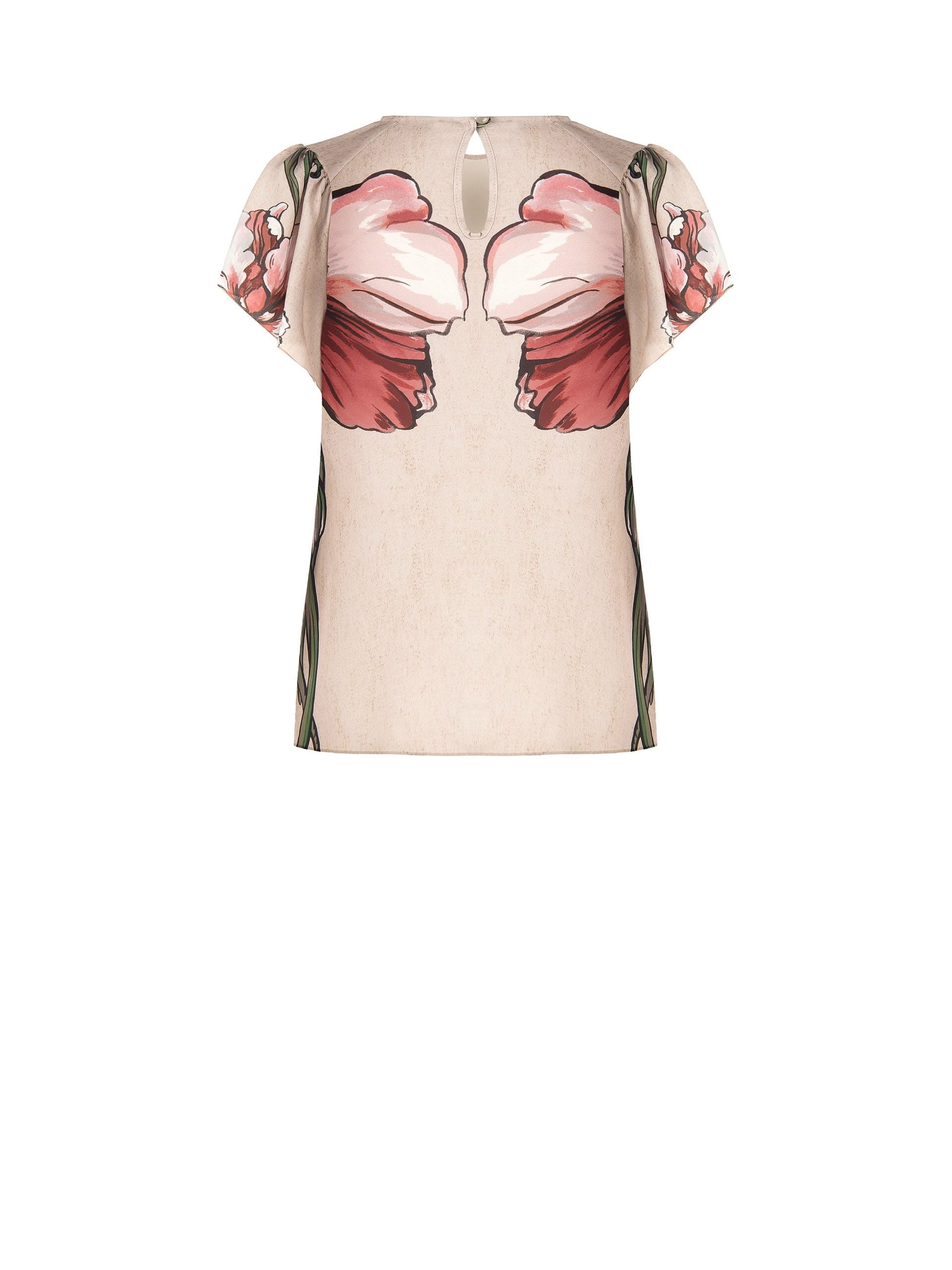 Blouse with large floral print and ruffled sleeves – Rinascimento