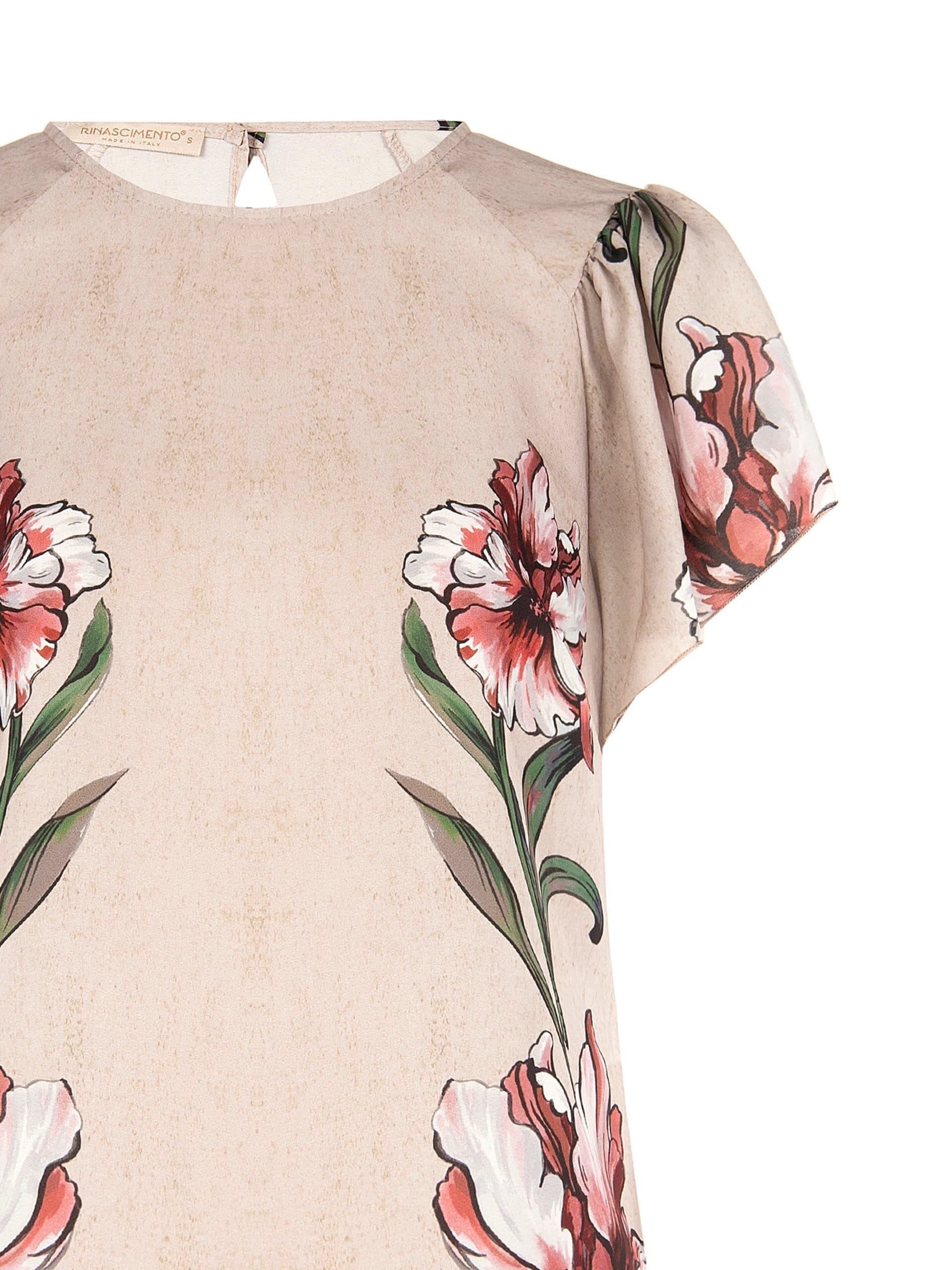Blouse with large floral print and ruffled sleeves – Rinascimento