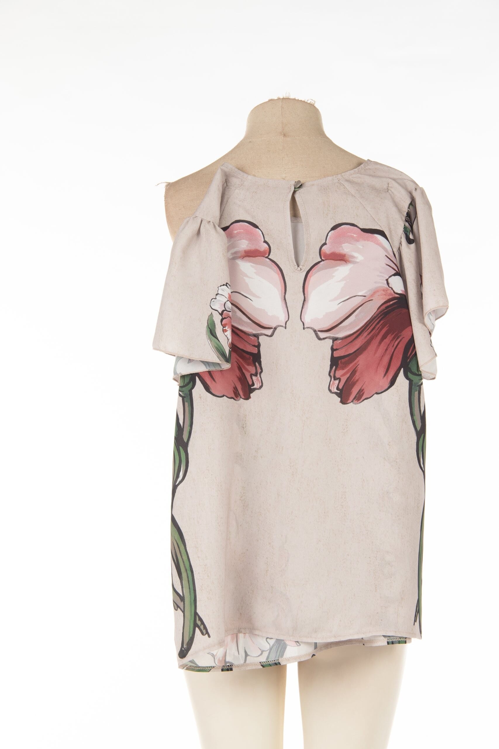 Blouse with large floral print and ruffled sleeves – Rinascimento
