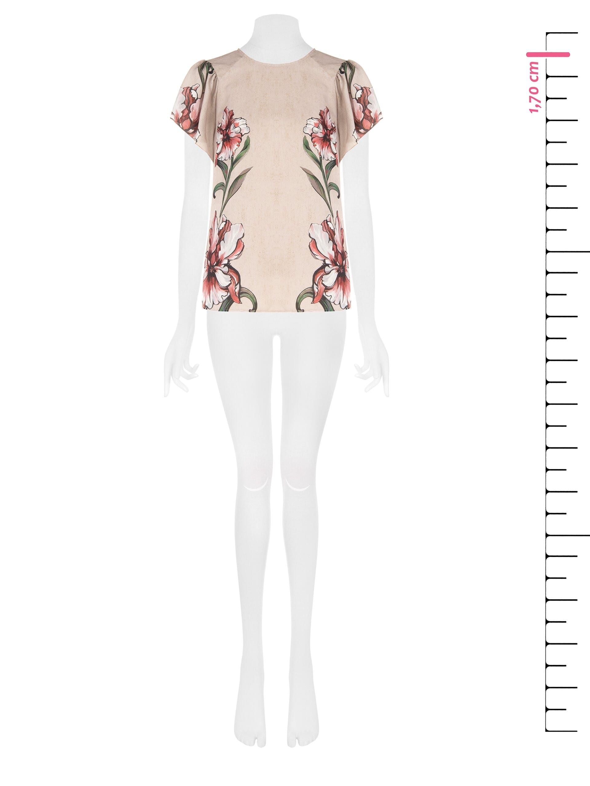 Blouse with large floral print and ruffled sleeves – Rinascimento