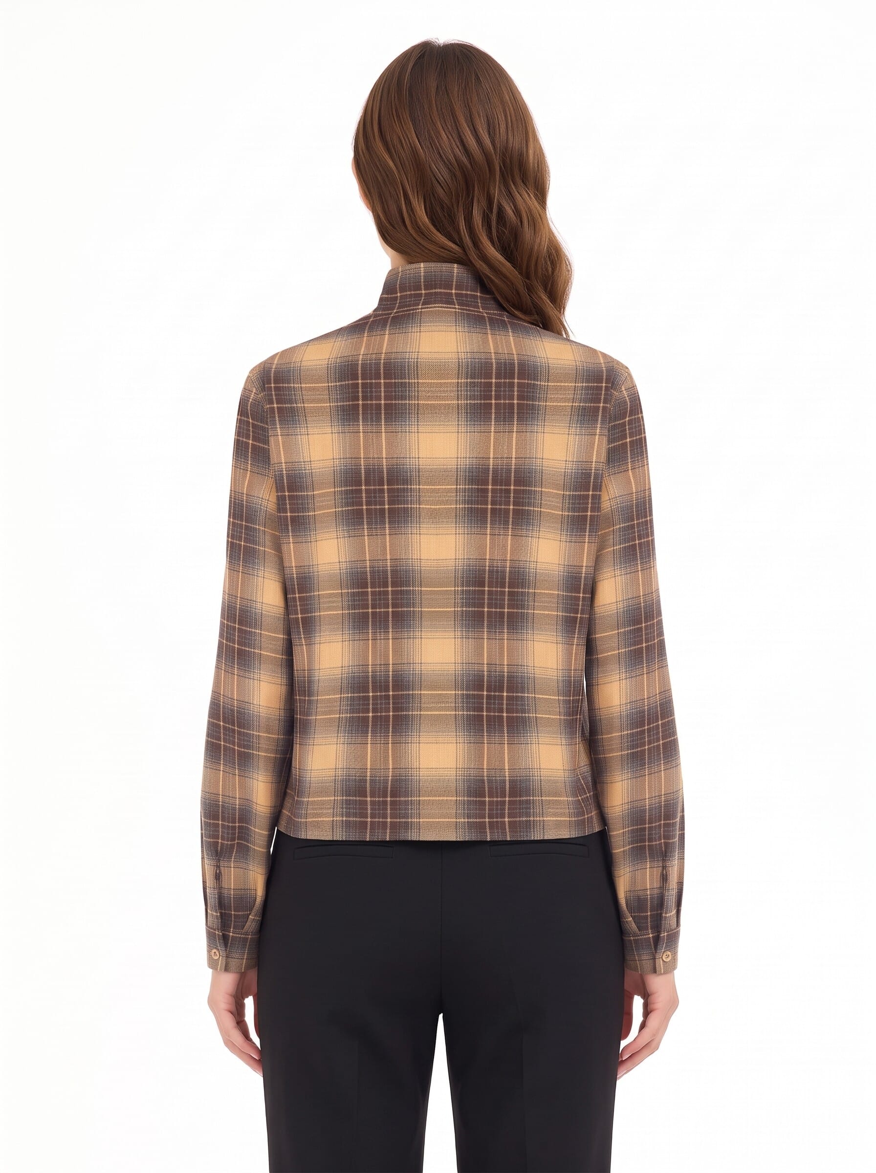 Chemise à carreaux avec nœud et encolure ronde « Rinascimento »