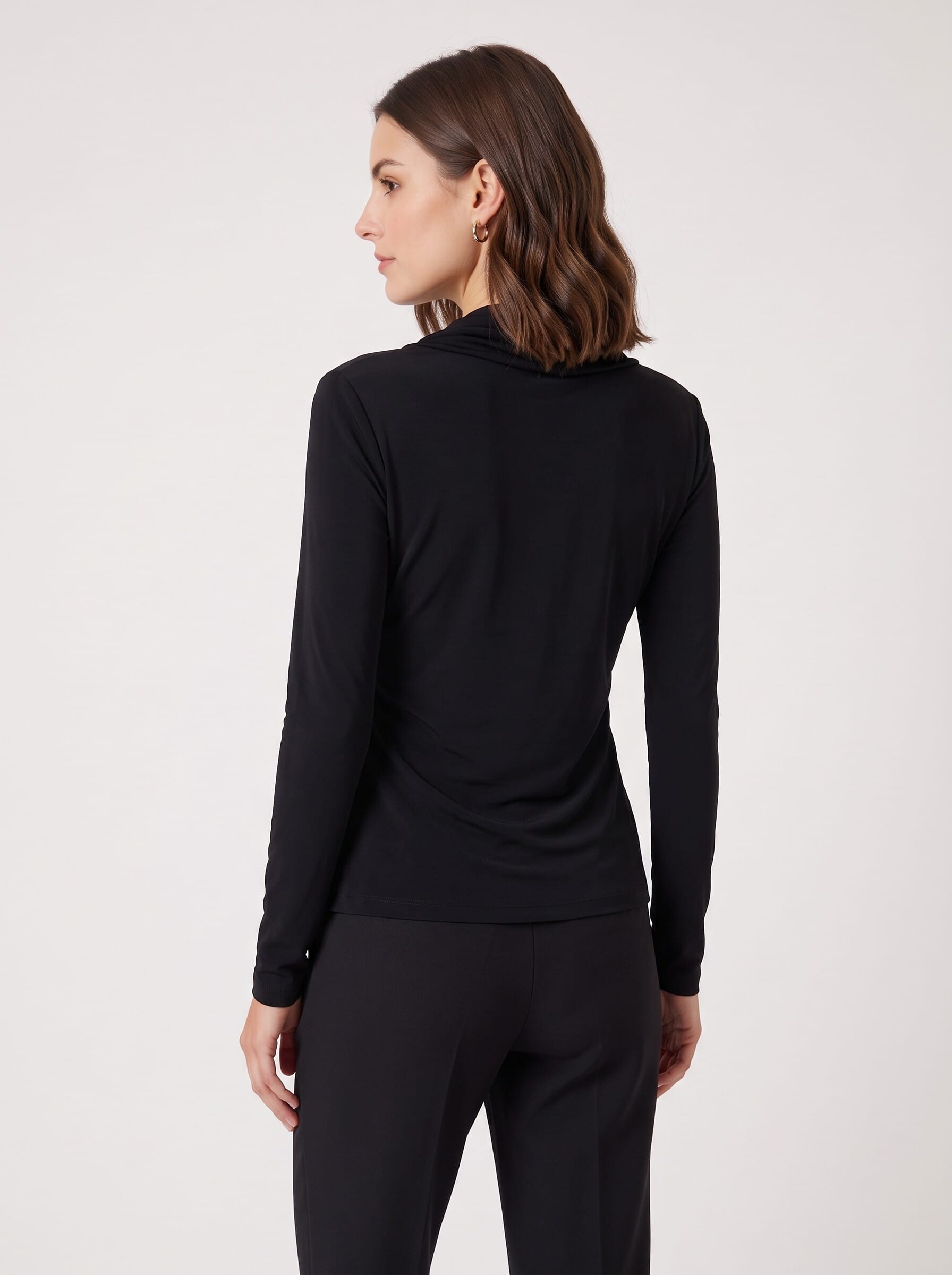 Haut moulant en mélange de viscose avec encolure drapée « Rinascimento »