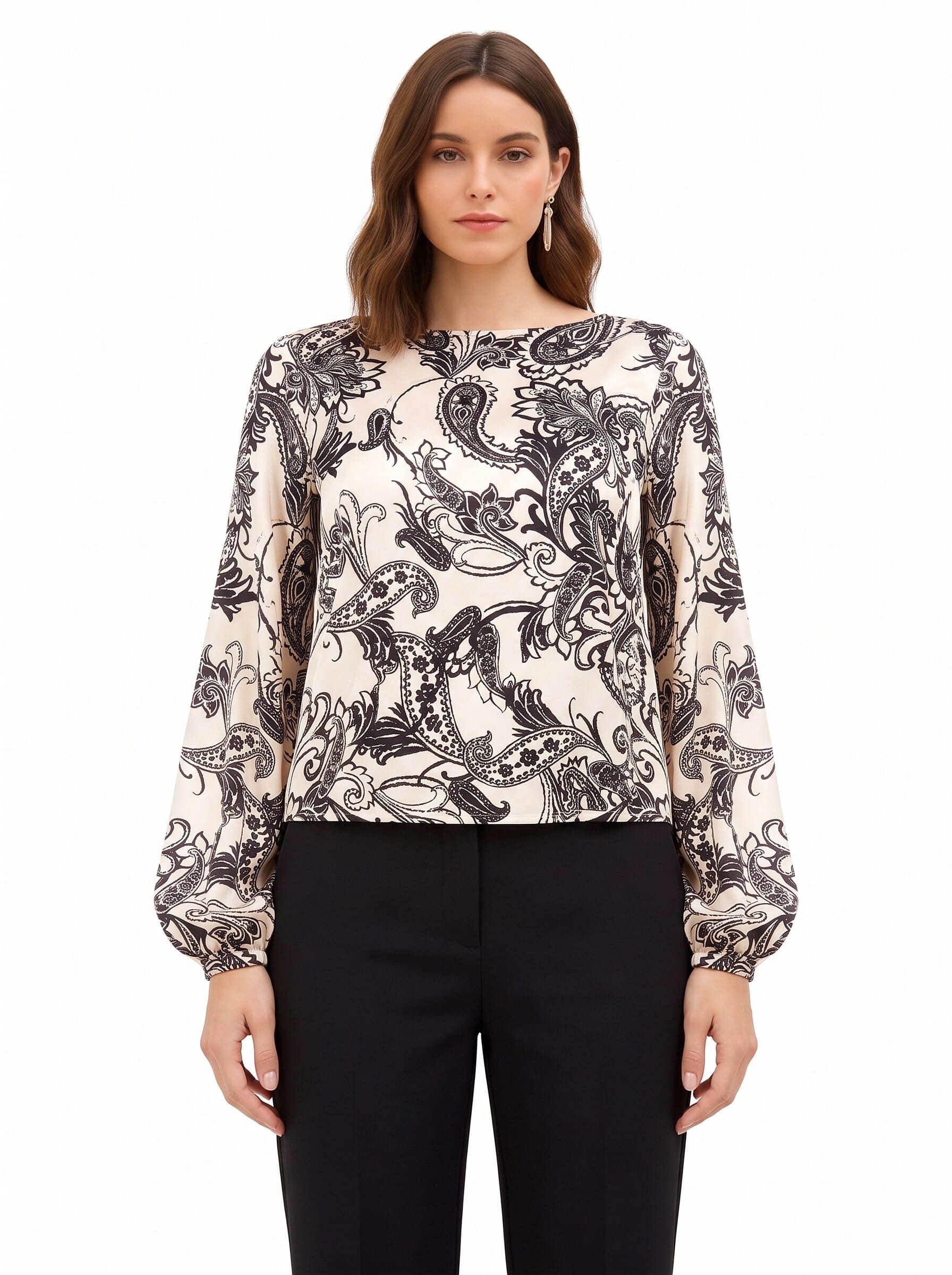 Blouse ample en satin, motif baroque de la Rinascimento