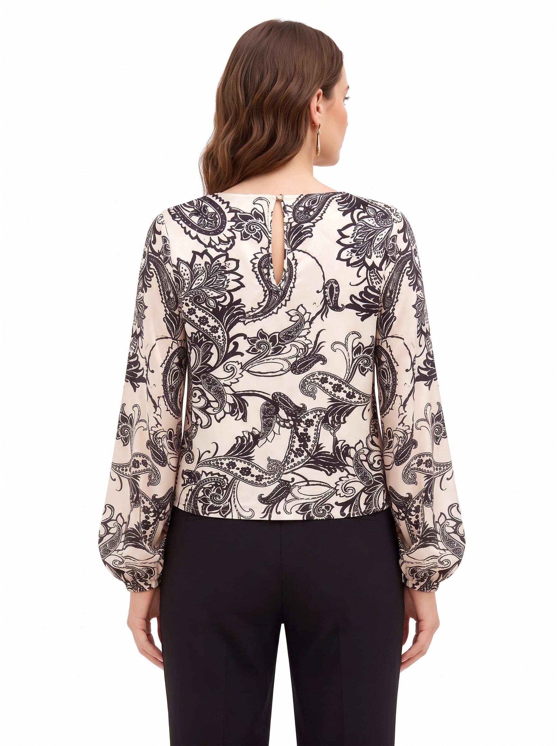Blouse ample en satin, motif baroque de la Rinascimento