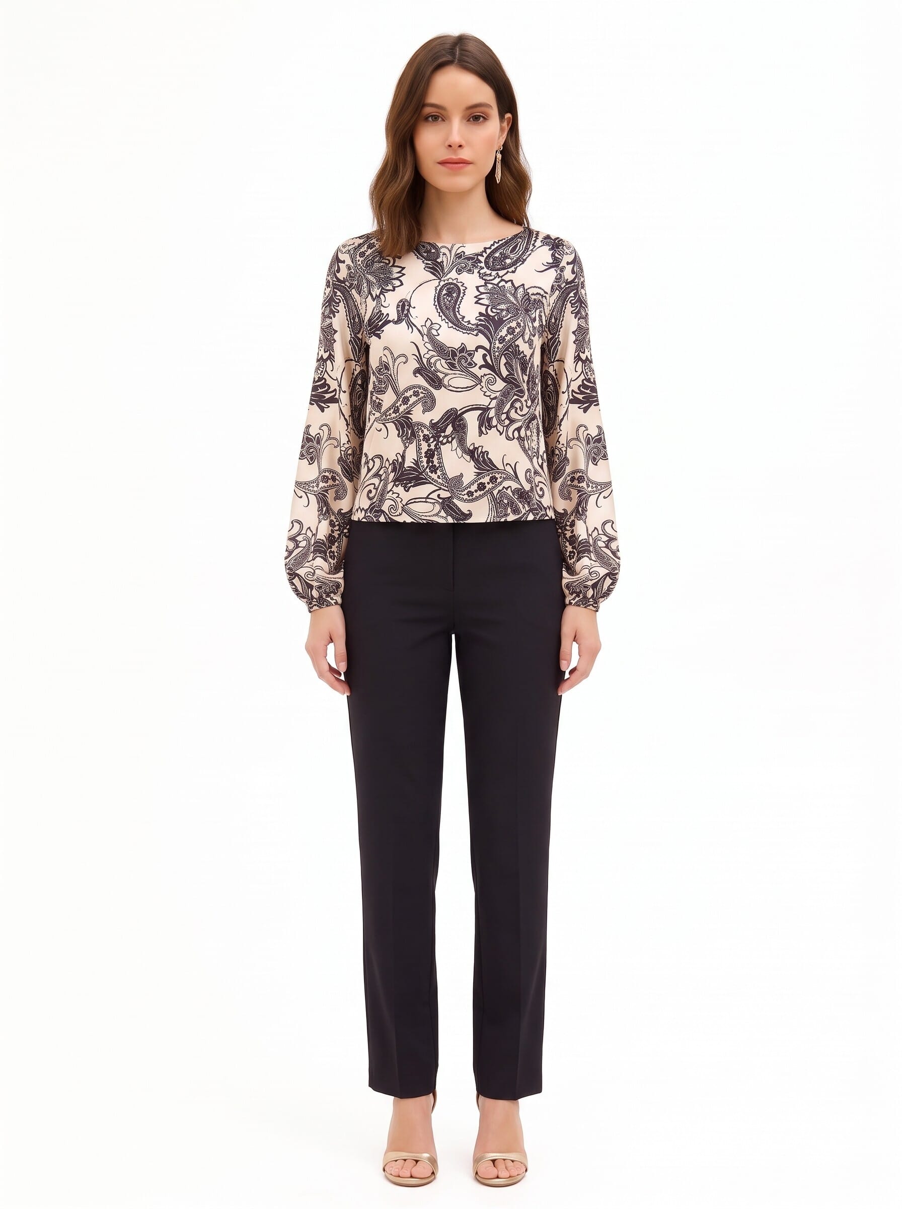 Blouse ample en satin, motif baroque de la Rinascimento