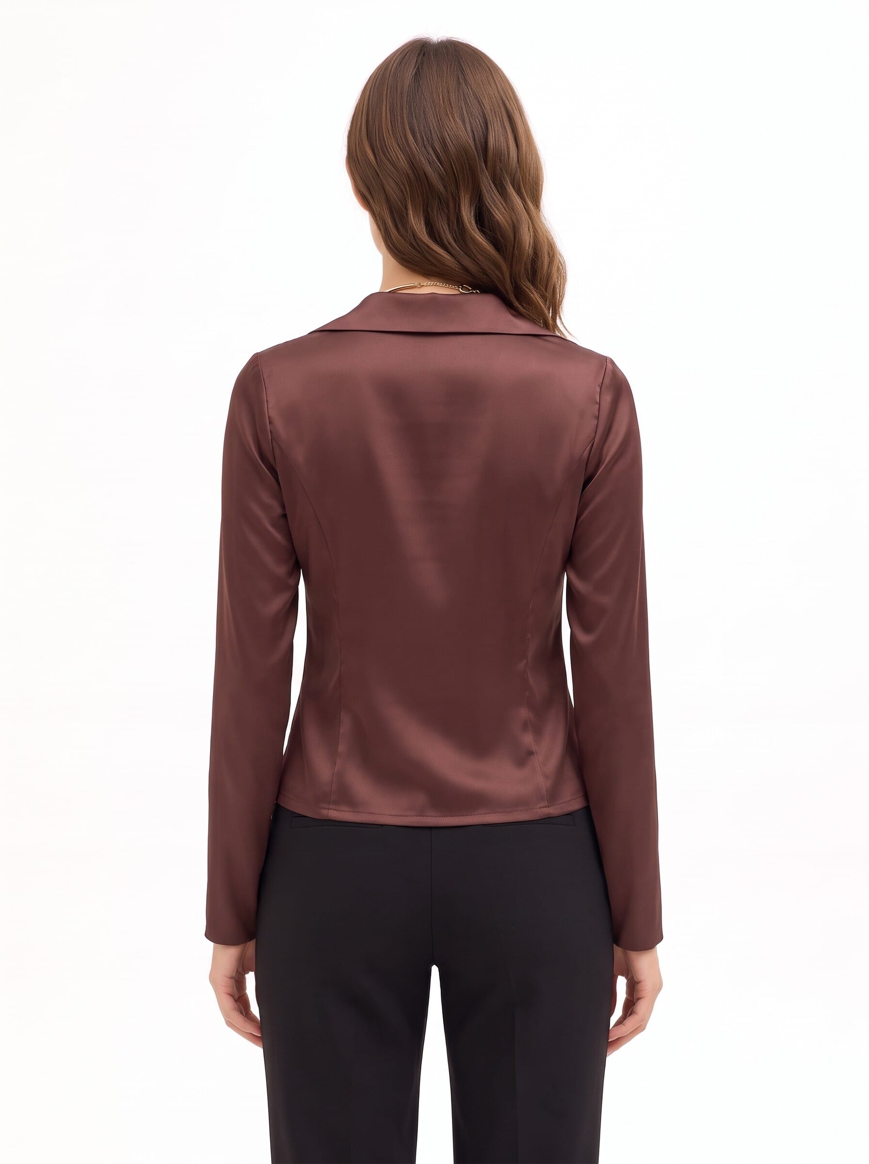 Chemise cintrée et courte en satin avec collier assorti « Rinascimento »