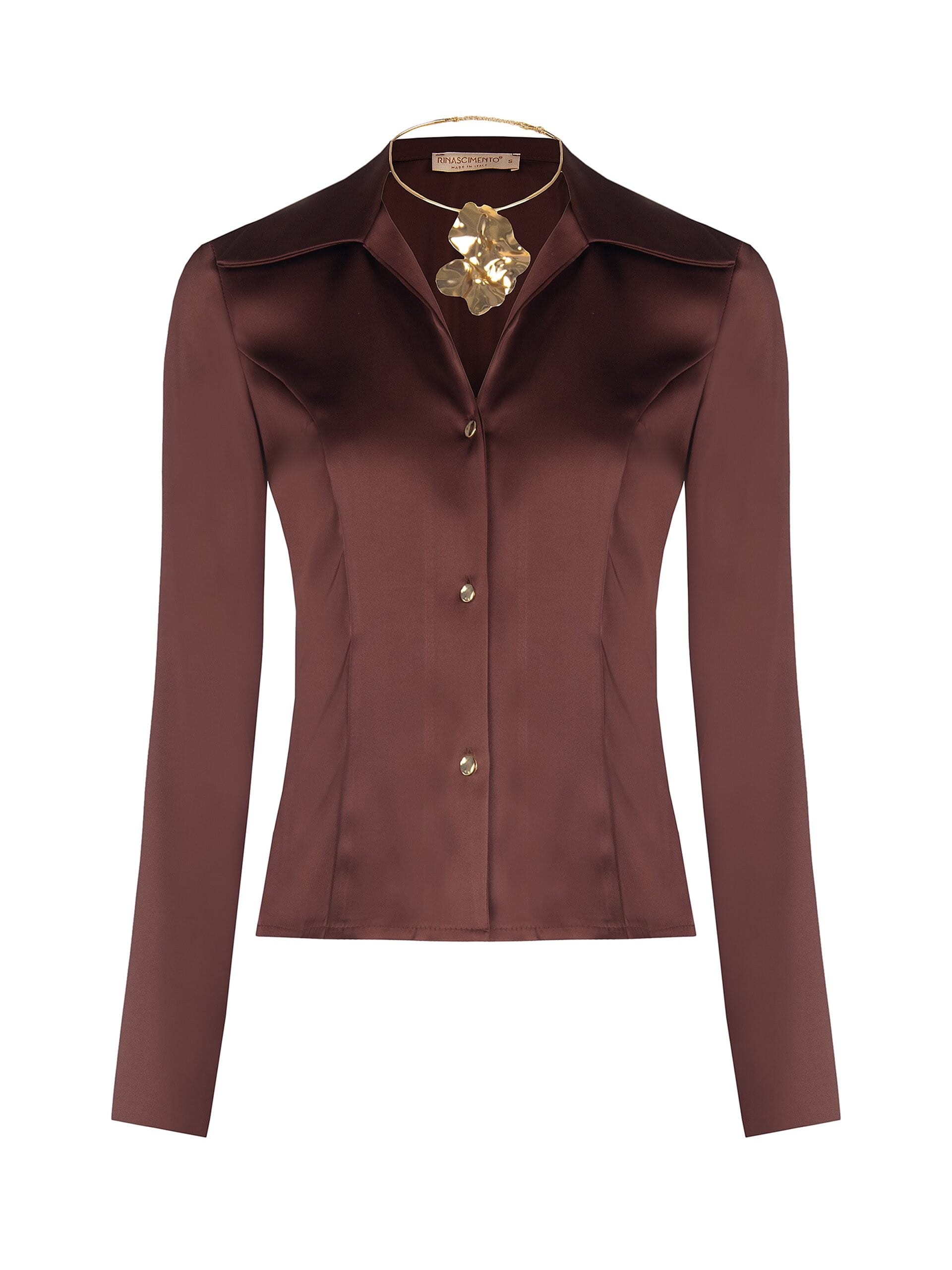 Chemise cintrée et courte en satin avec collier assorti « Rinascimento »