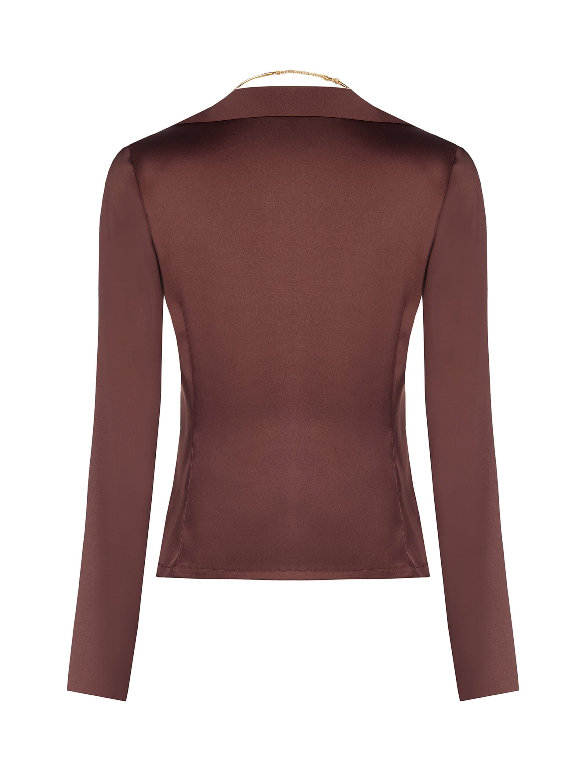 Chemise cintrée et courte en satin avec collier assorti « Rinascimento »