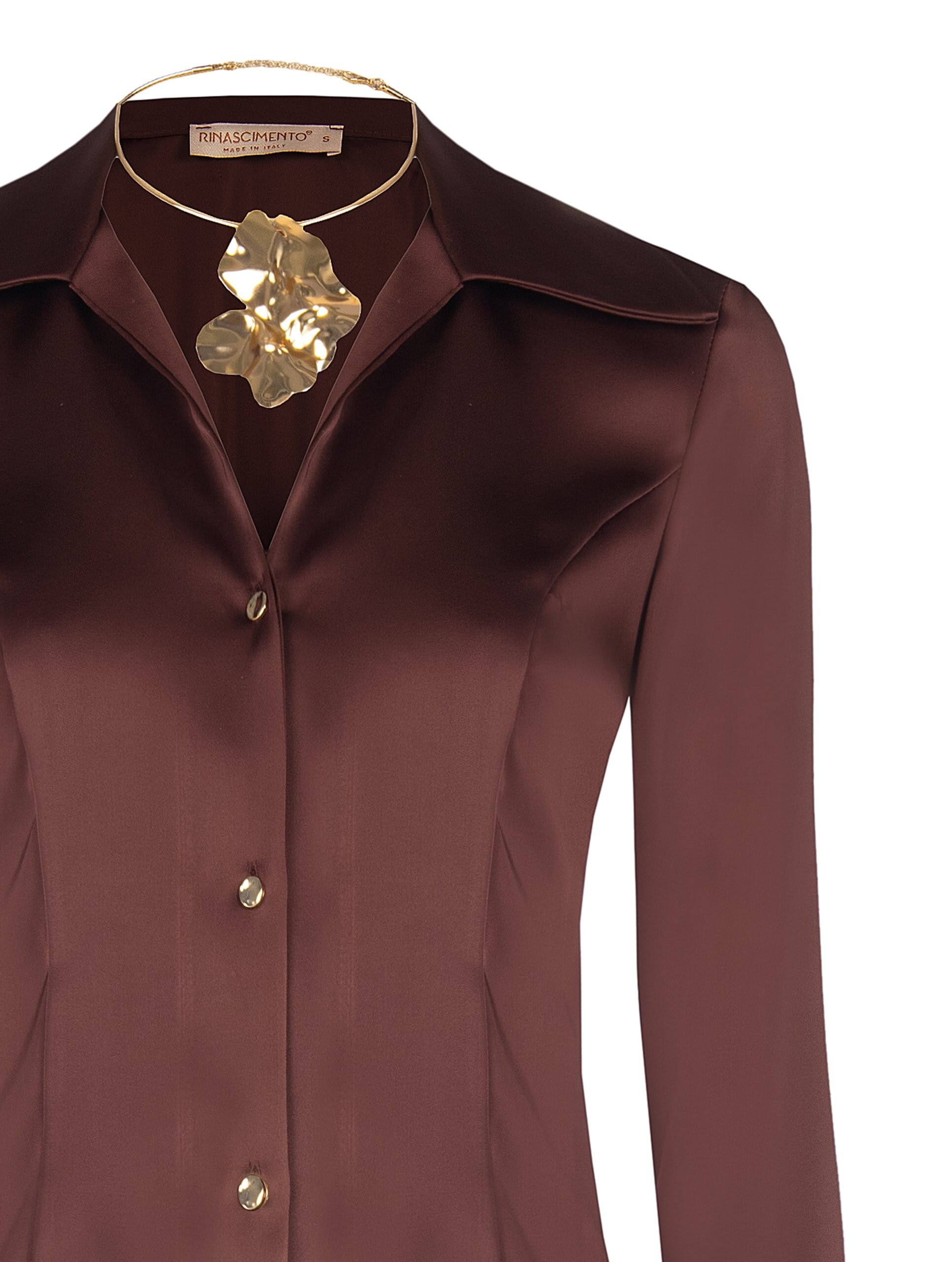 Chemise cintrée et courte en satin avec collier assorti « Rinascimento »