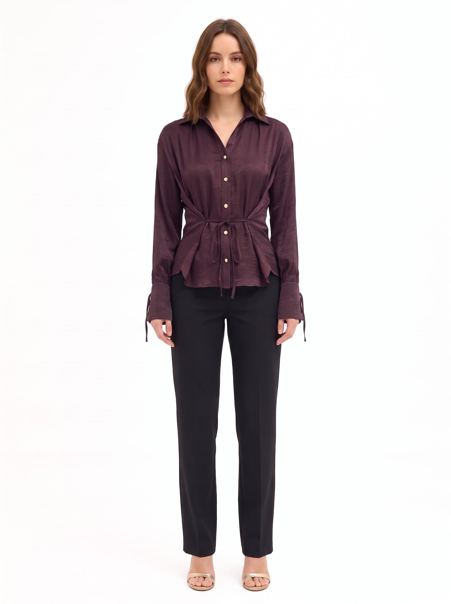 Camicia Ampia In Misto Viscosa Effetto Leggermente Stropicciato Con Lacci Rinascimento