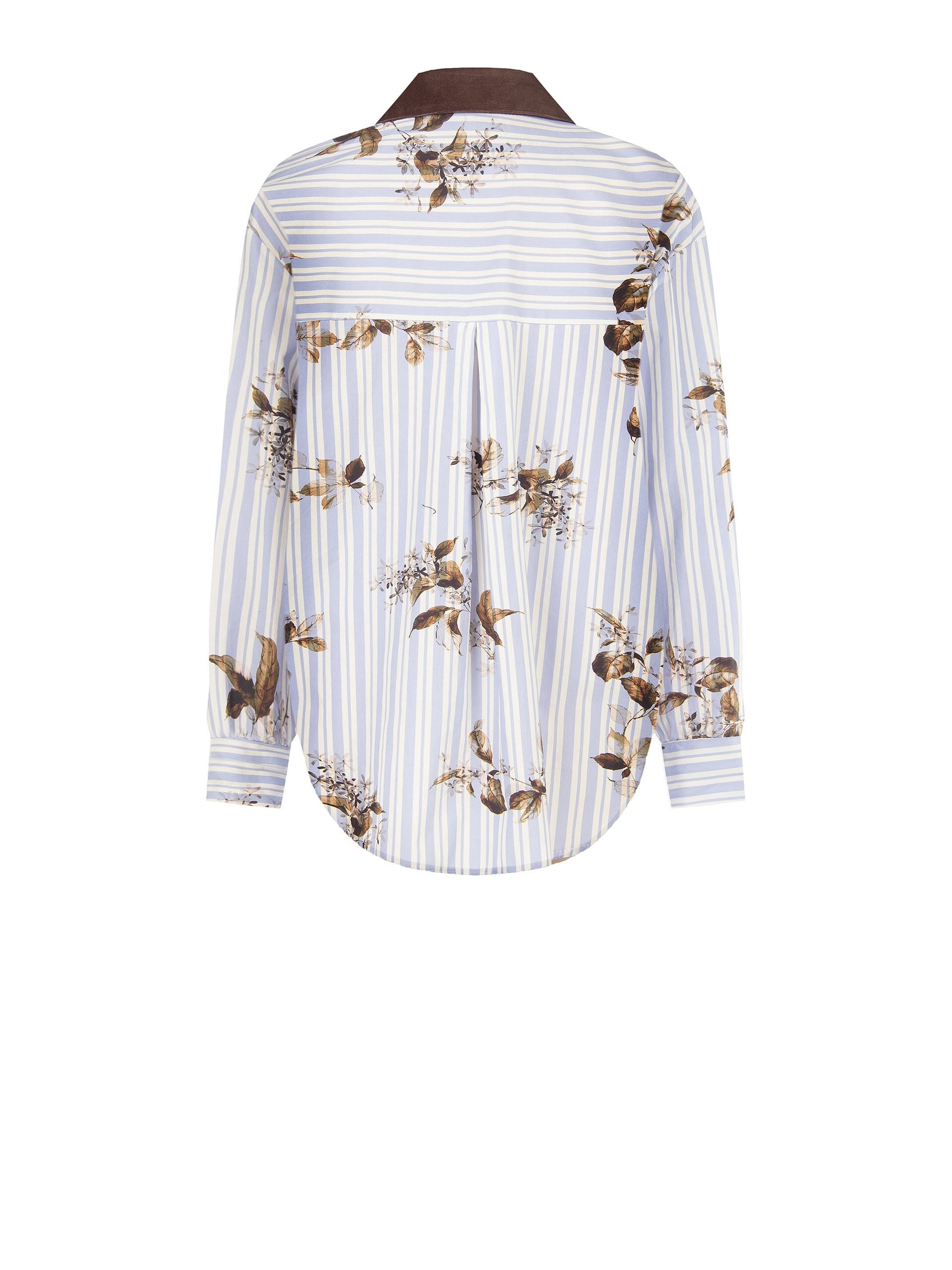 Chemise ample en coton à rayures, avec imprimé floral et détails en velours « Rinascimento »