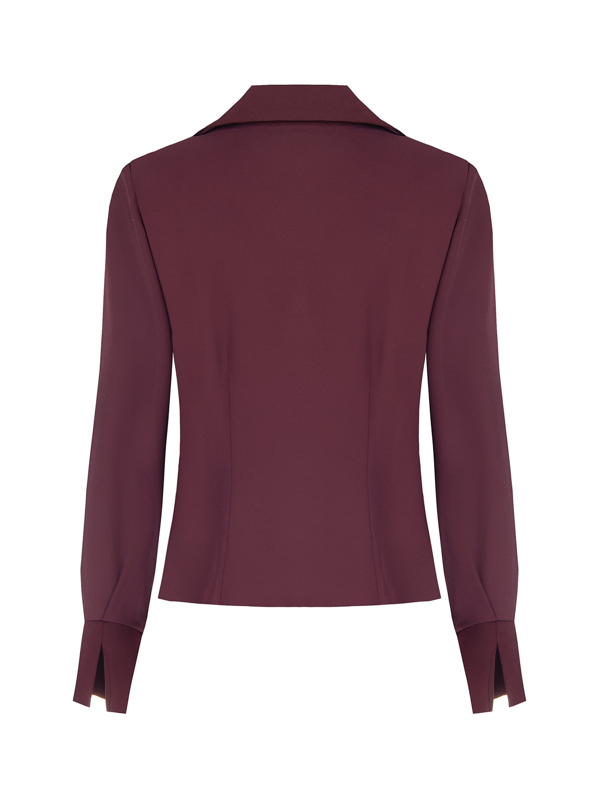 Chemise cintrée en georgette, avec encolure en V, col en satin et bretelles « Rinascimento »