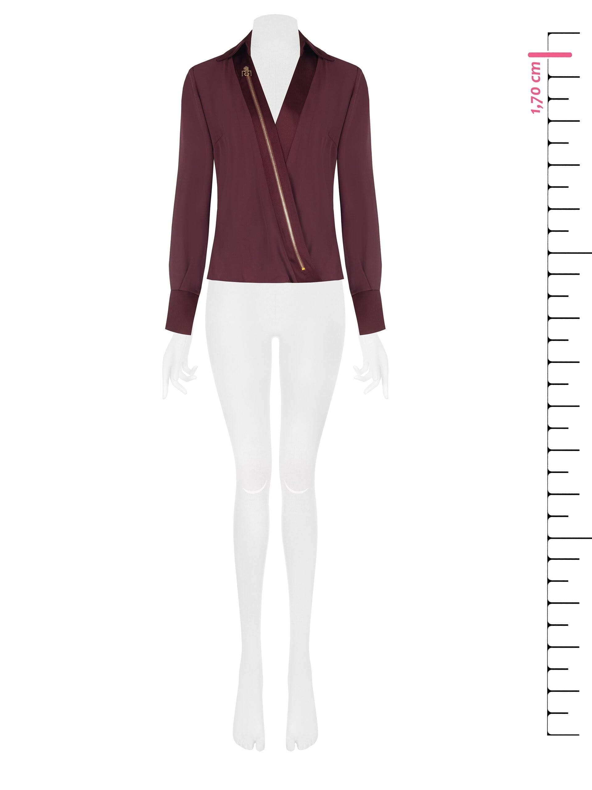 Chemise cintrée en georgette, avec encolure en V, col en satin et bretelles « Rinascimento »