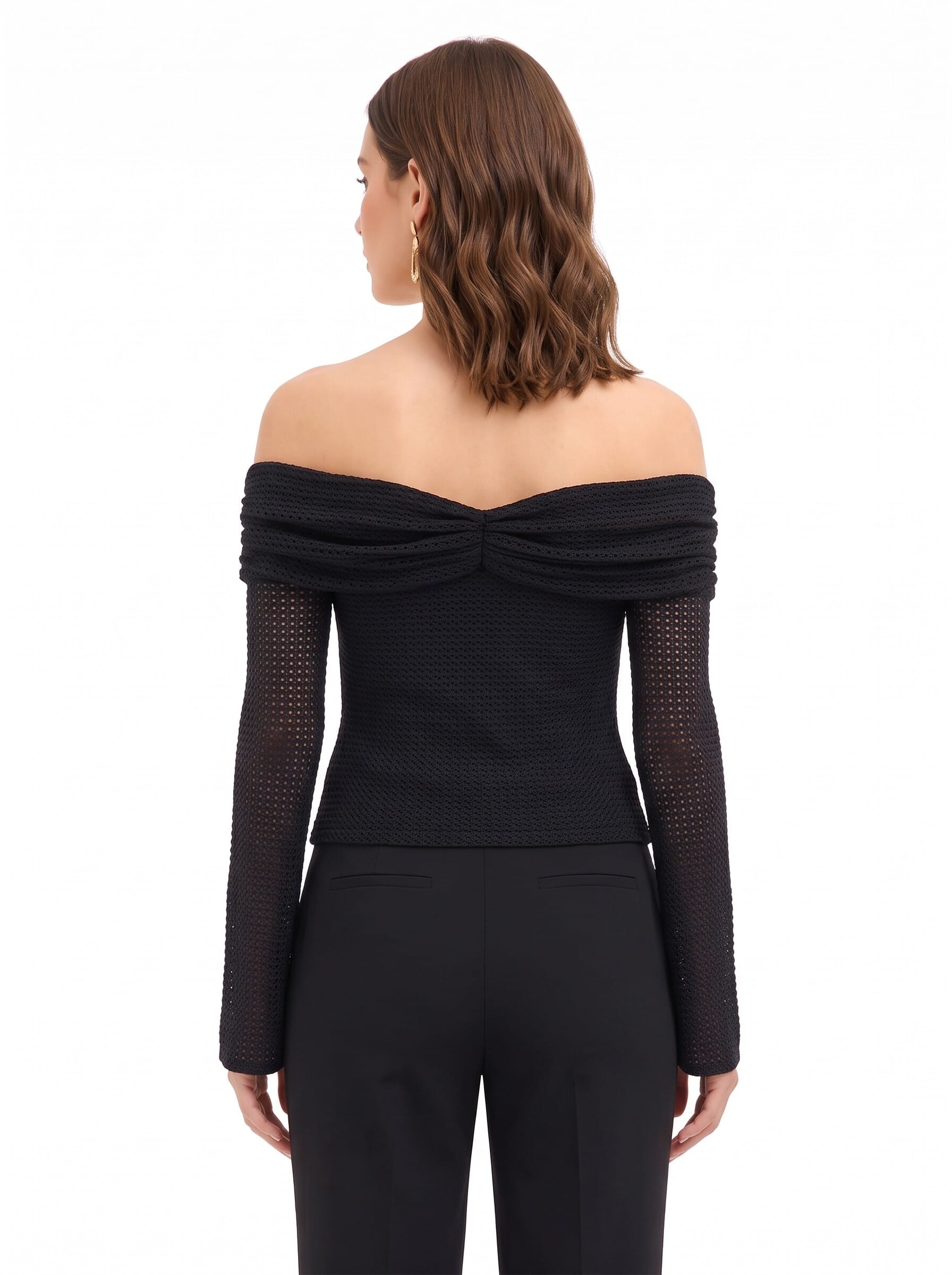 Pull au crochet ajouré, avec encolure en cœur et détail doré « Rinascimento »