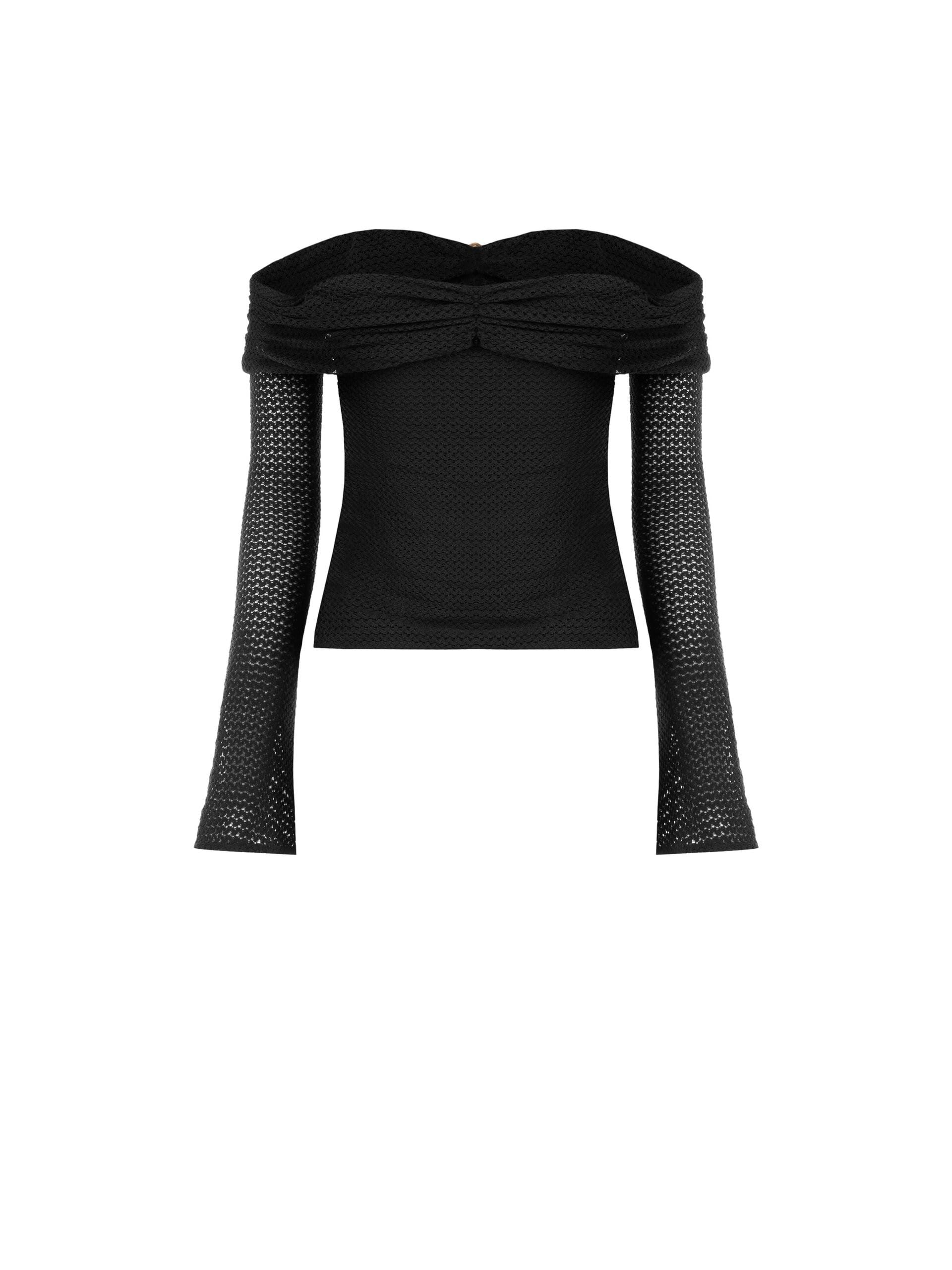 Pull au crochet ajouré, avec encolure en cœur et détail doré « Rinascimento »