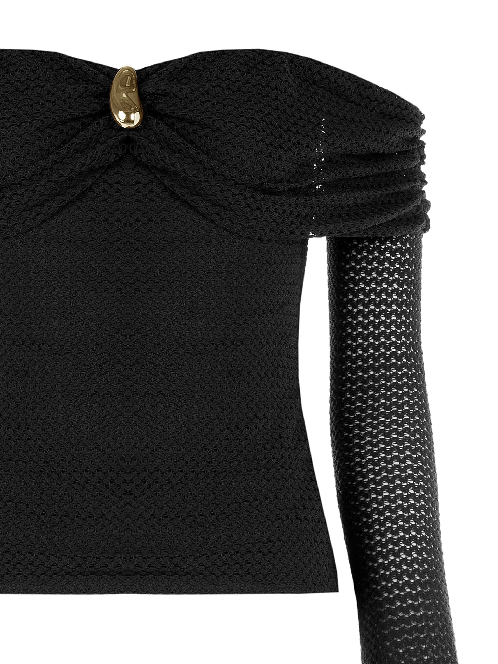 Pull au crochet ajouré, avec encolure en cœur et détail doré « Rinascimento »
